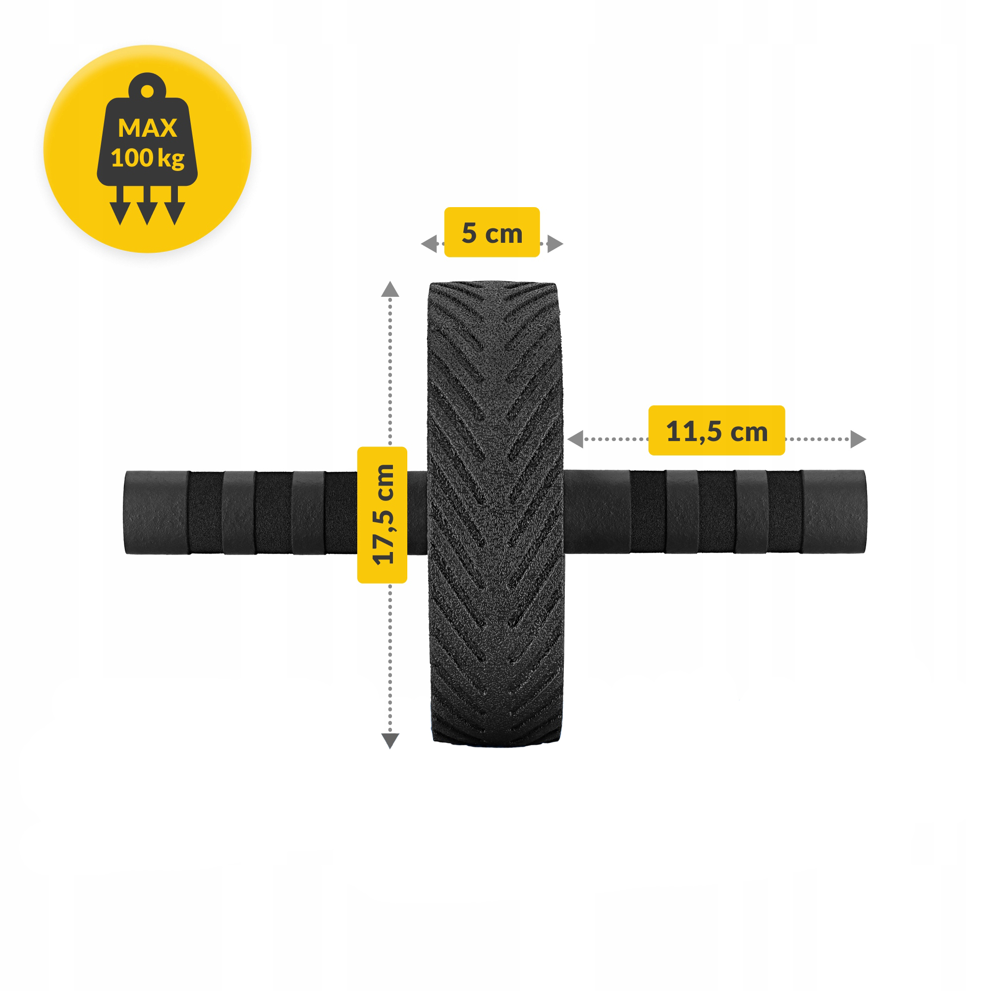 Ролик (гімнастичне колесо) для преса 4FIZJO Ab Wheel Black/Yellow (P-5907739314840) — фото 2