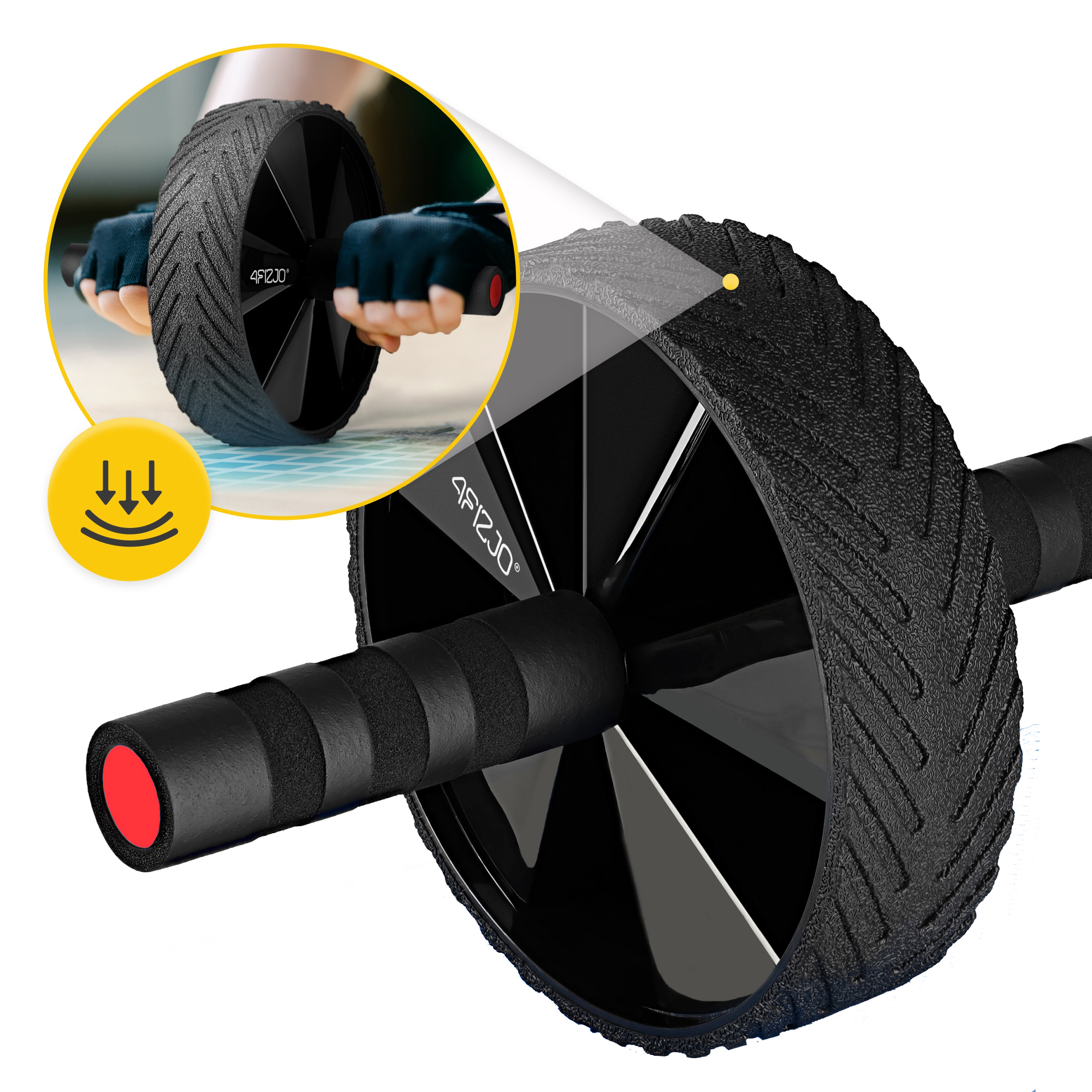 Ролик (гімнастичне колесо) для преса 4FIZJO Ab Wheel Black/Red (P-5907739311559) — мініатюра 7