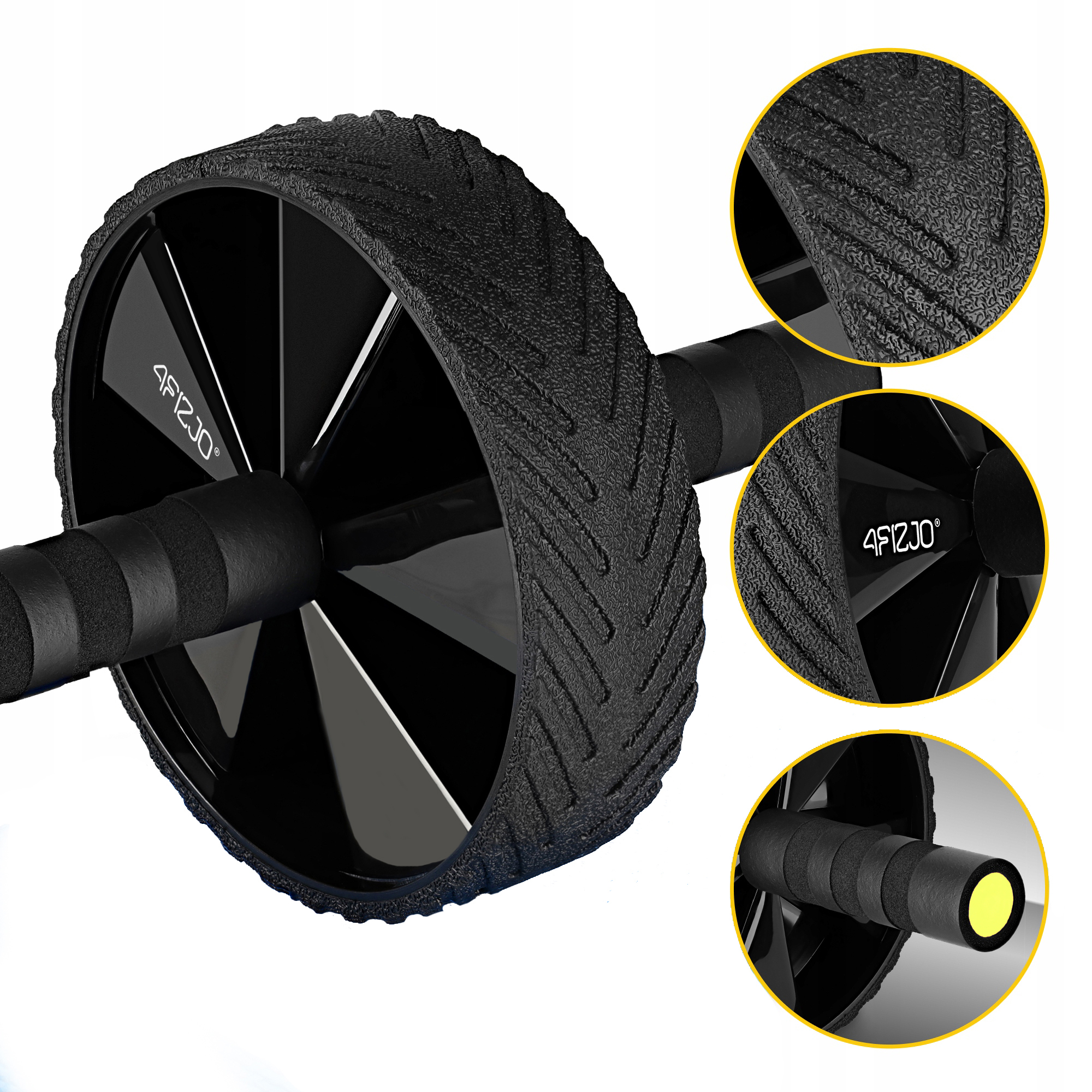 Ролик (гімнастичне колесо) для преса 4FIZJO Ab Wheel Black/Yellow (P-5907739314840) — мініатюра 9