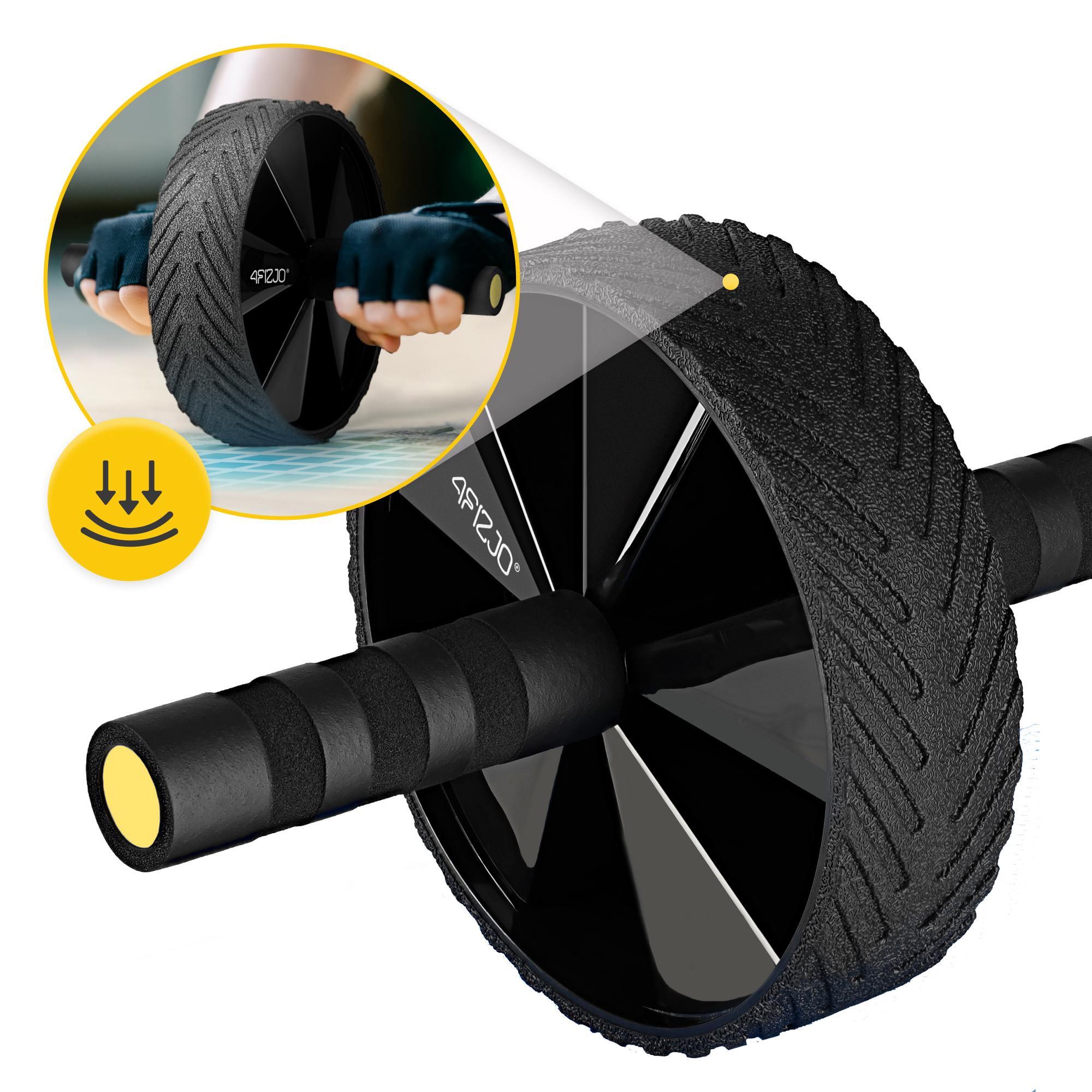 Ролик (гімнастичне колесо) для преса 4FIZJO Ab Wheel Black/Yellow (P-5907739314840) — фото 5
