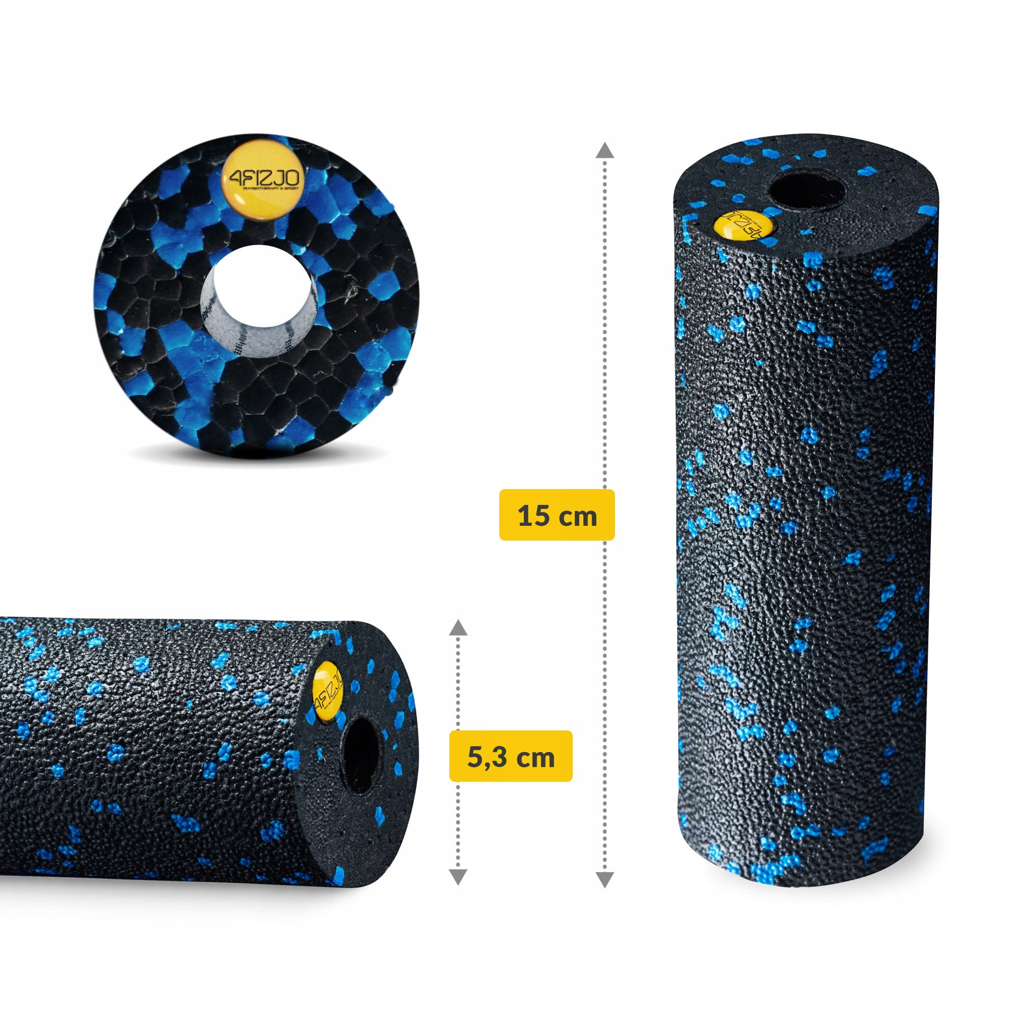 Масажний ролик 4FIZJO Mini Foam Roller 15 x 5.3 см (валик, роллер) Black/Blue (P-5907222931943) — мініатюра 6