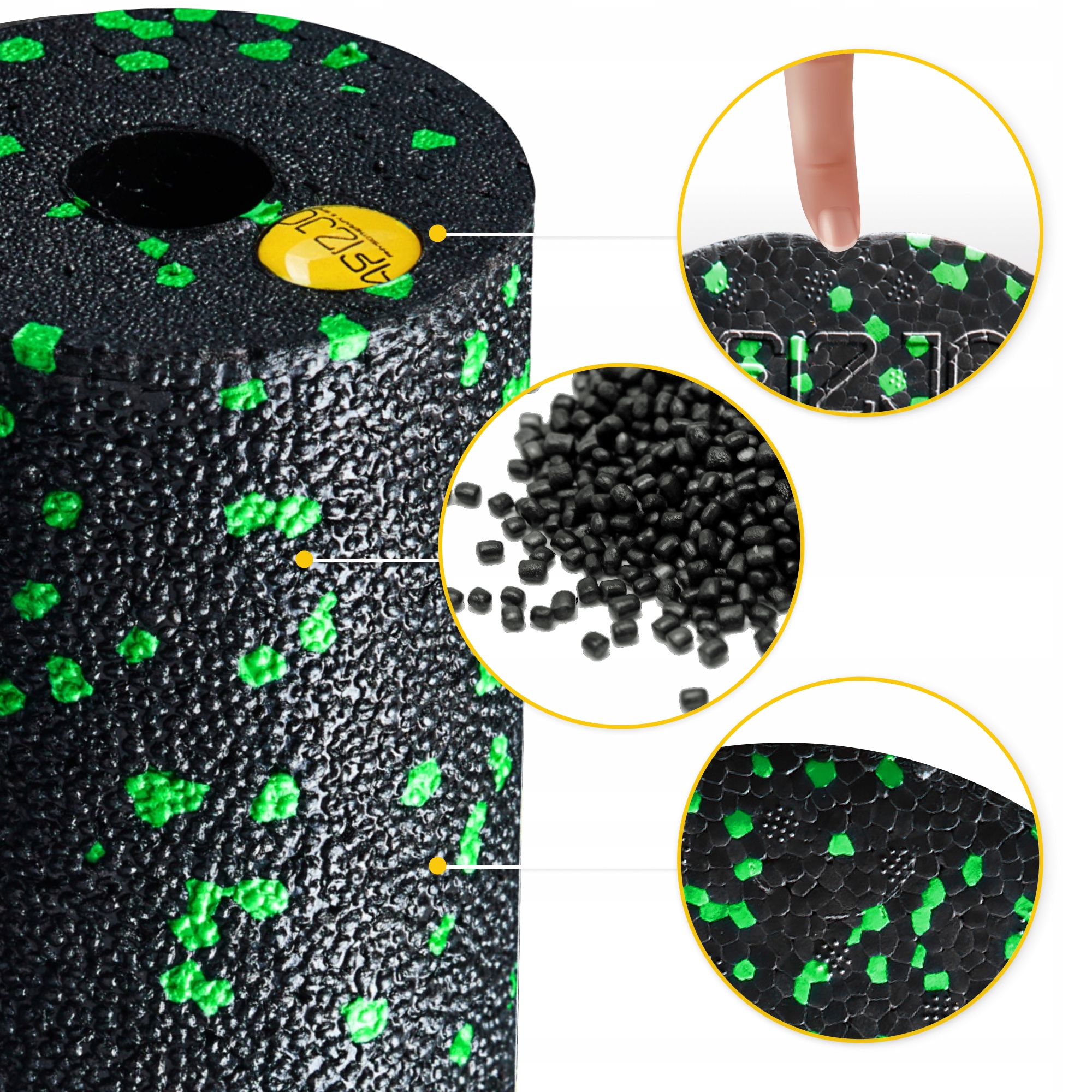 Масажний ролик 4FIZJO Mini Foam Roller 15 x 5.3 см (валик, роллер) Black/Green (P-5907222931950) — фото 3