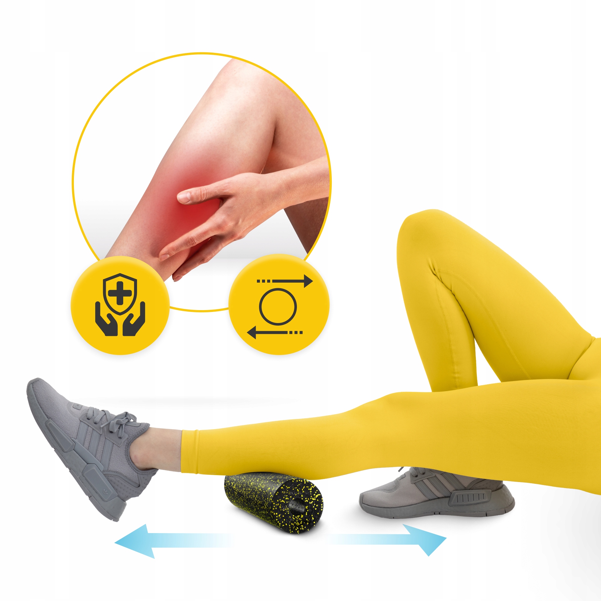 Масажний ролик 4FIZJO Mini Foam Roller 15 x 5.3 см (валик, роллер) Black/Yellow (P-5907222931790) — мініатюра 6