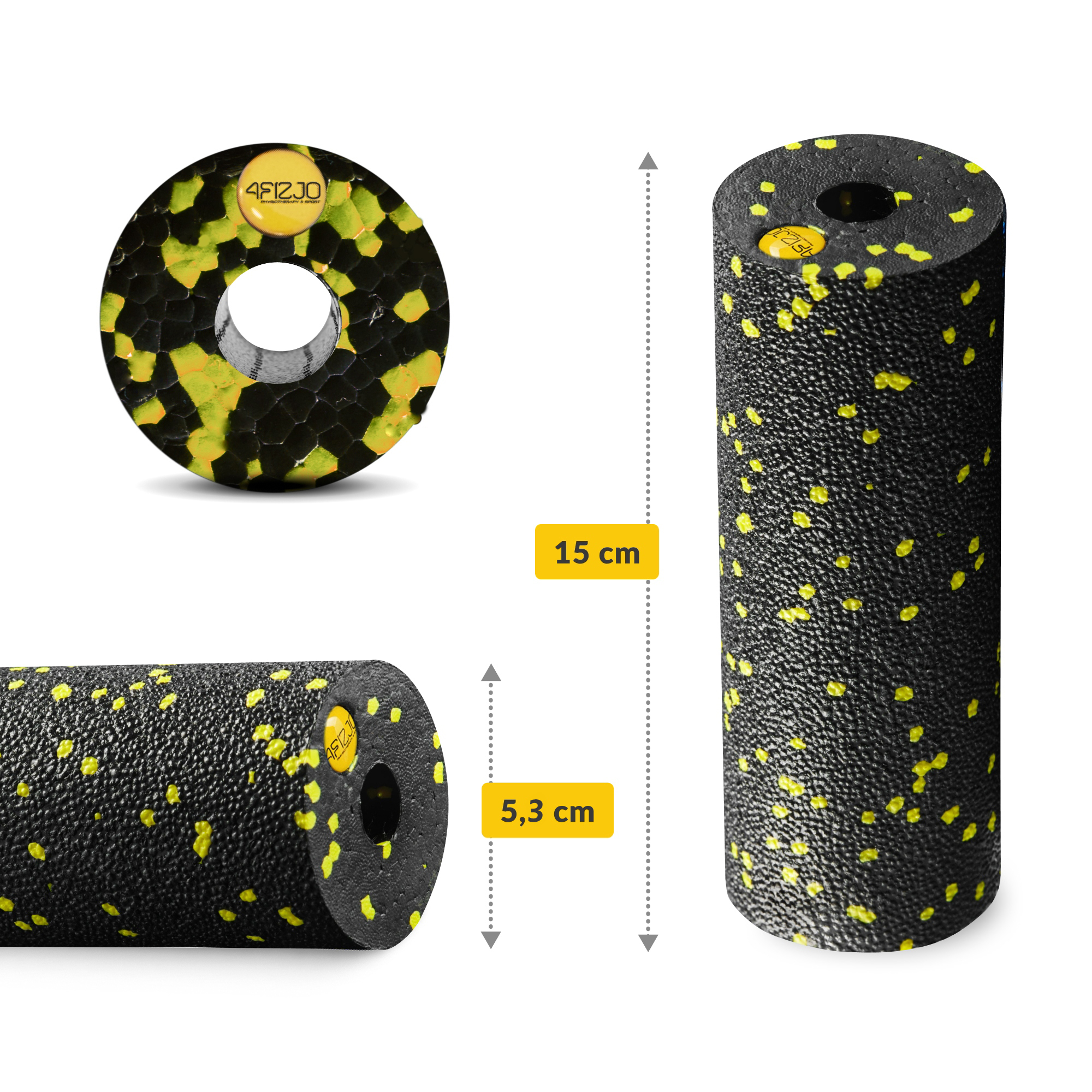 Масажний ролик 4FIZJO Mini Foam Roller 15 x 5.3 см (валик, роллер) Black/Yellow (P-5907222931790) — фото 2