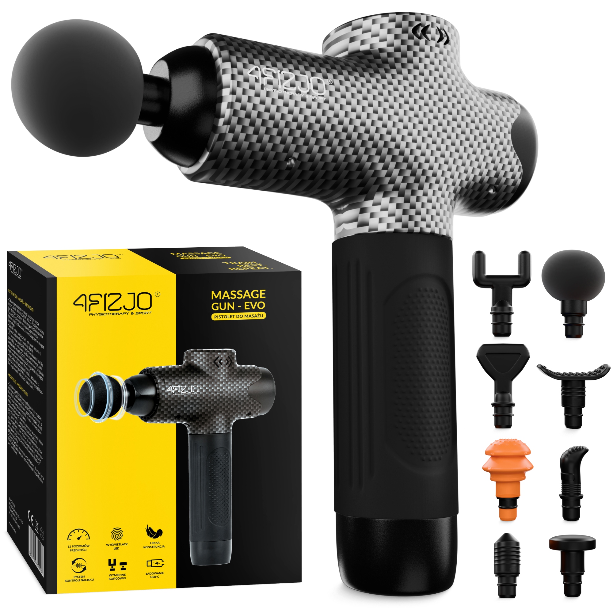 Ручний перкусійний масажер 4FIZJO Massage Gun Evo 30 Вт масажний пістолет (P-5907739319920)