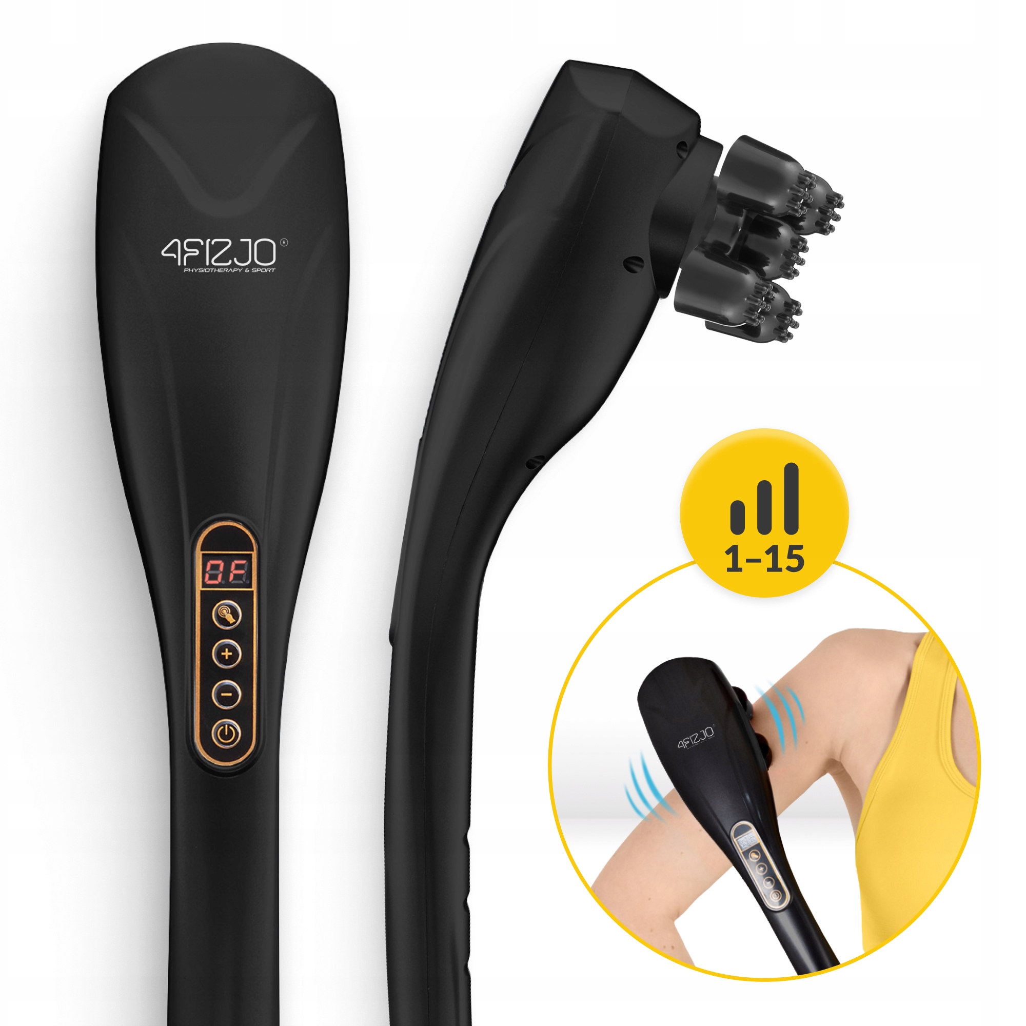 Ручний вібраційний масажер для тіла 4FIZJO Long Stick 7 в 1 Black (P-5907739319142) — мініатюра 7