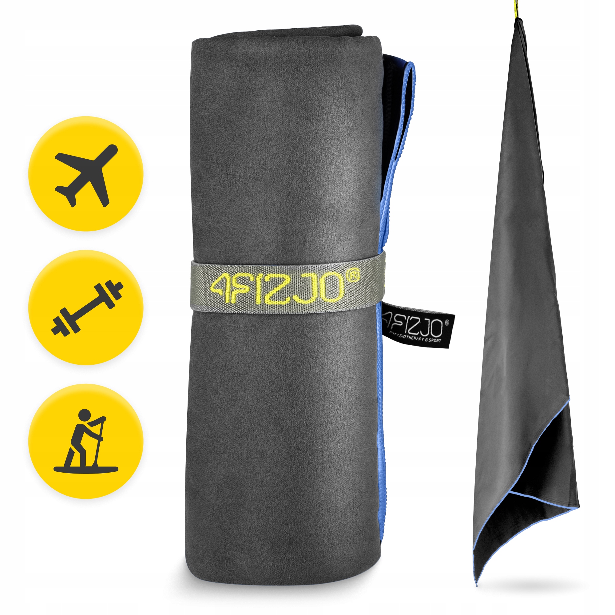 Рушник спортивний 4FIZJO 130 x 75 см з мікрофібри Grey (P-5907739317261) — мініатюра 7
