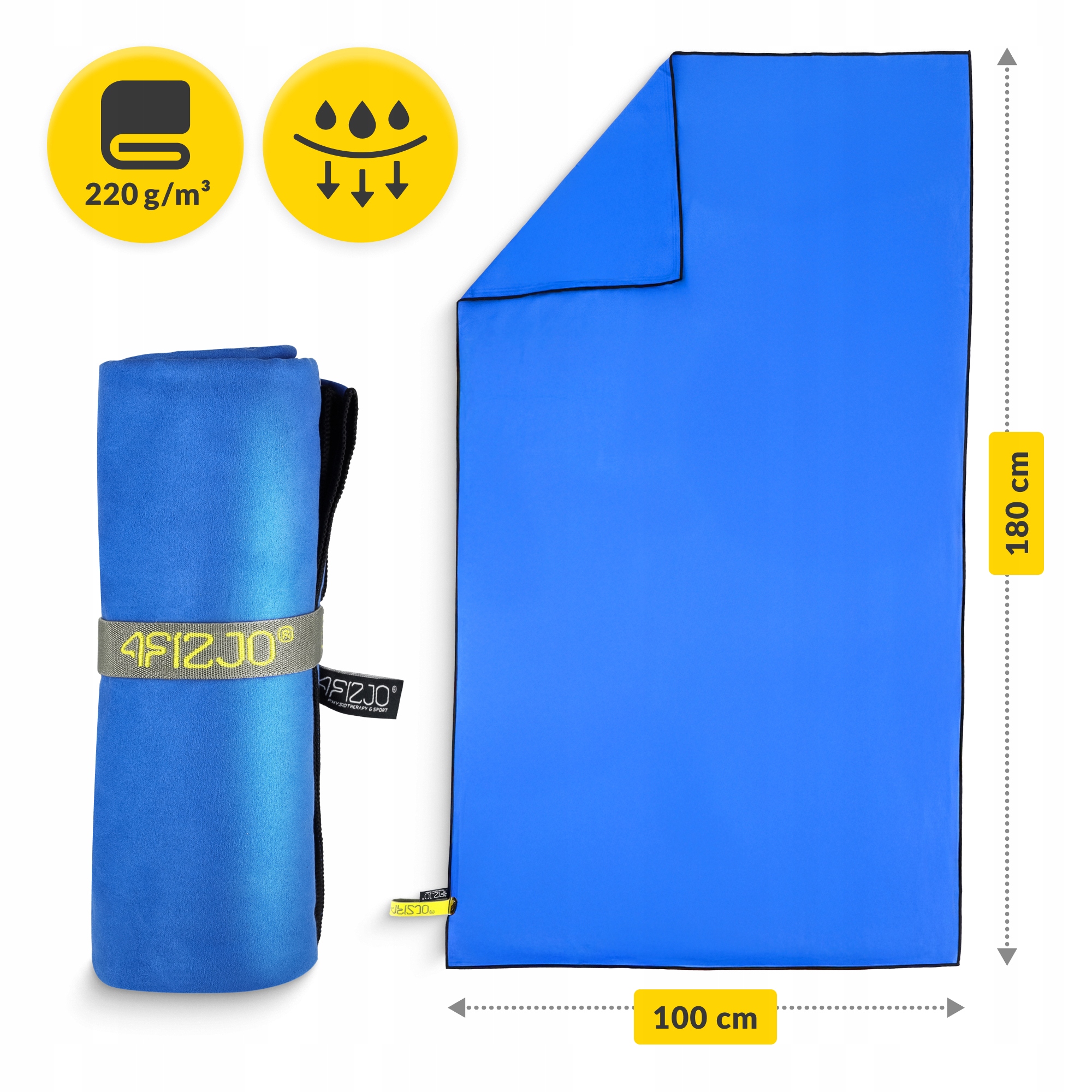 Рушник спортивний 4FIZJO XL 180 x 100 см з мікрофібри Blue (P-5907739317247) — мініатюра 6
