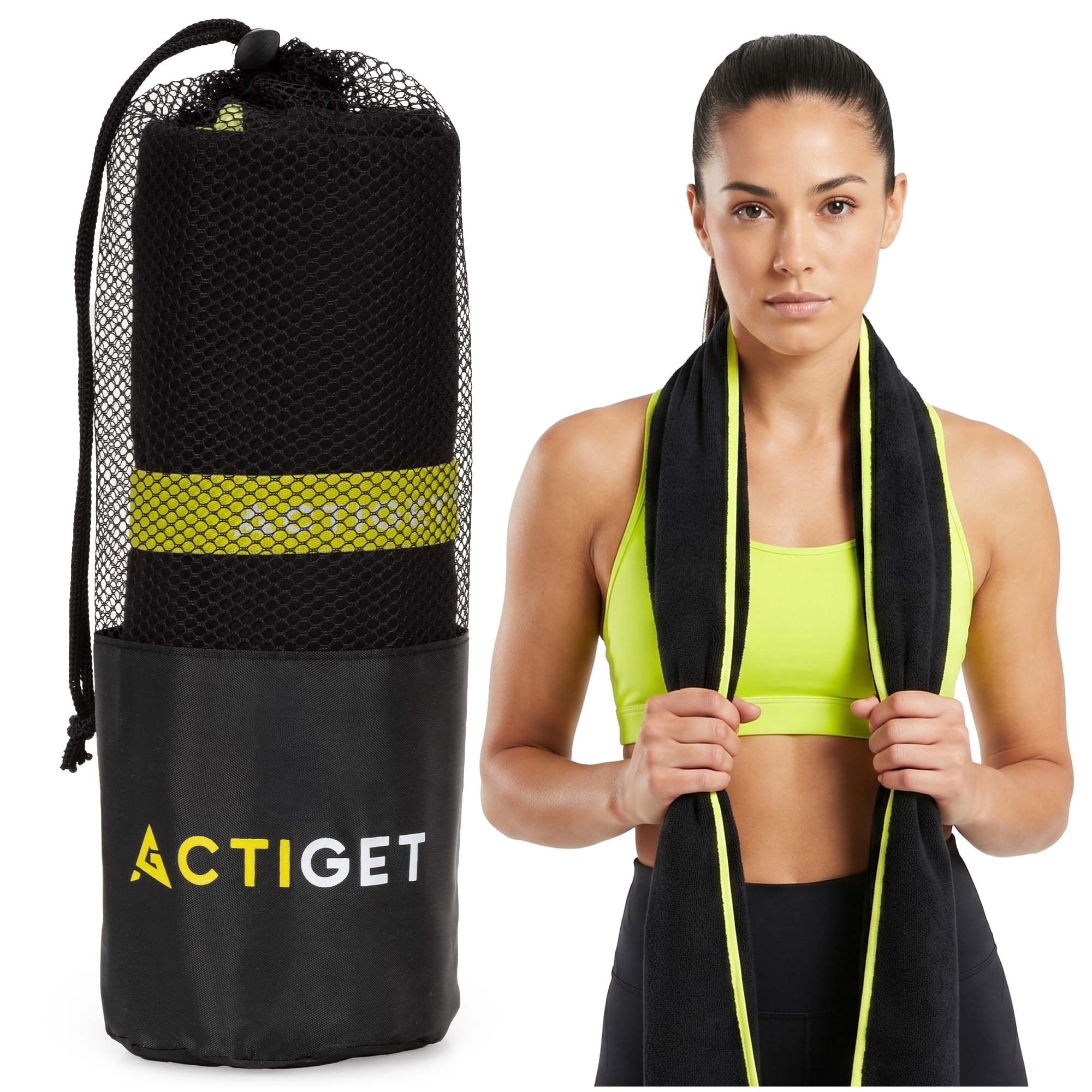 Рушник спортивний Actiget 180 x 100 см з мікрофібри ACT0189 Black