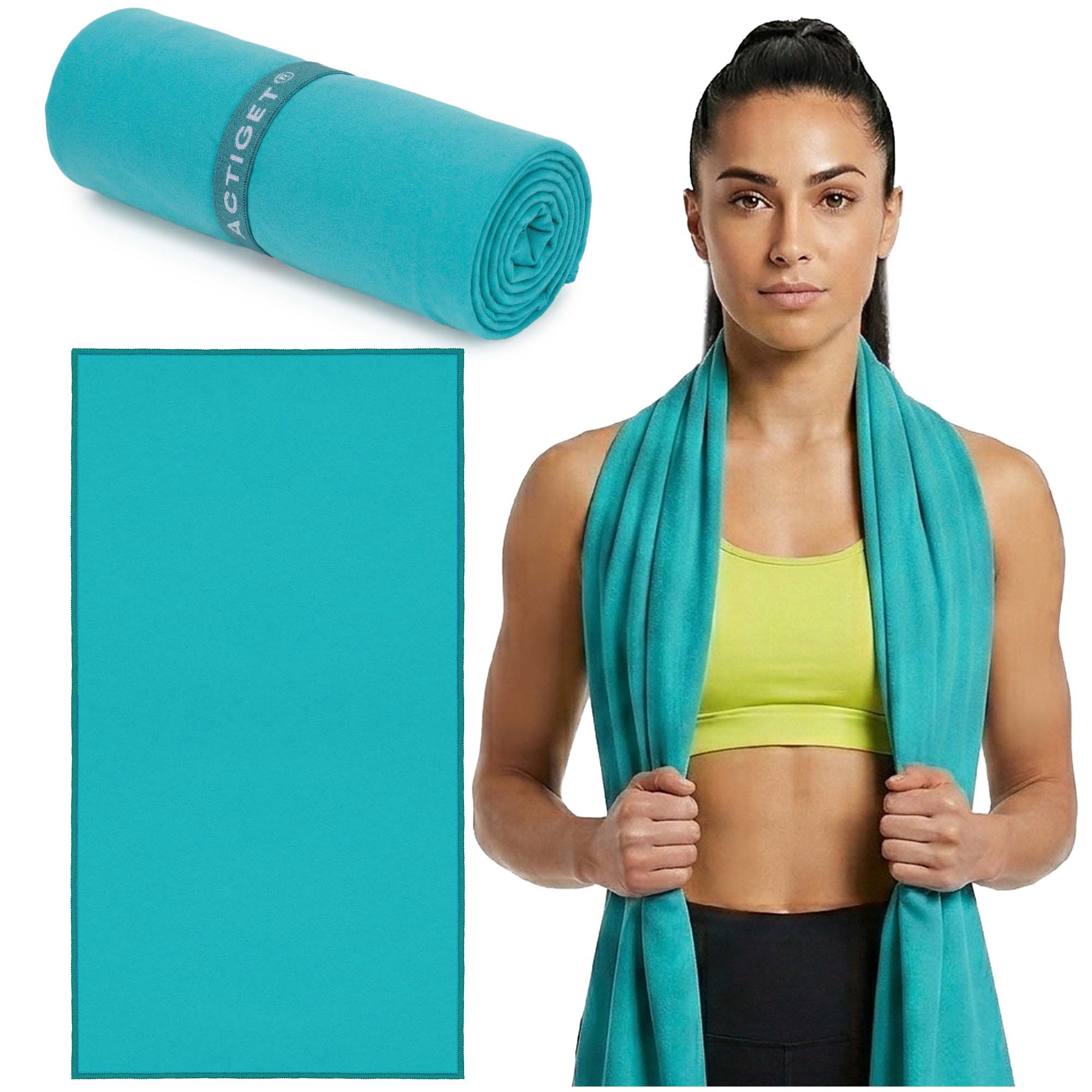 Рушник спортивний Actiget 180 x 100 см з мікрофібри ACT0195 Turquoise