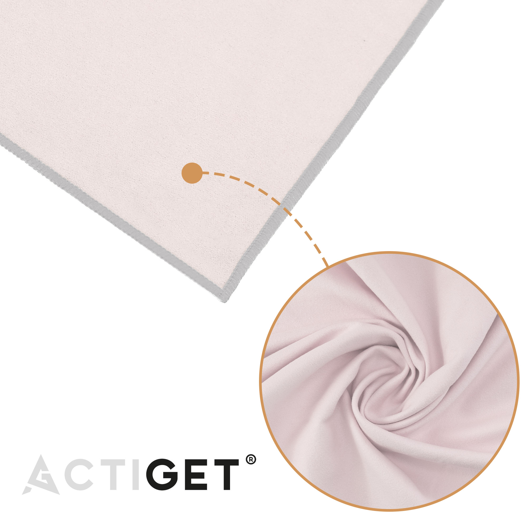 Рушник спортивний Actiget 180 x 100 см з мікрофібри ACT0198 Light Pink