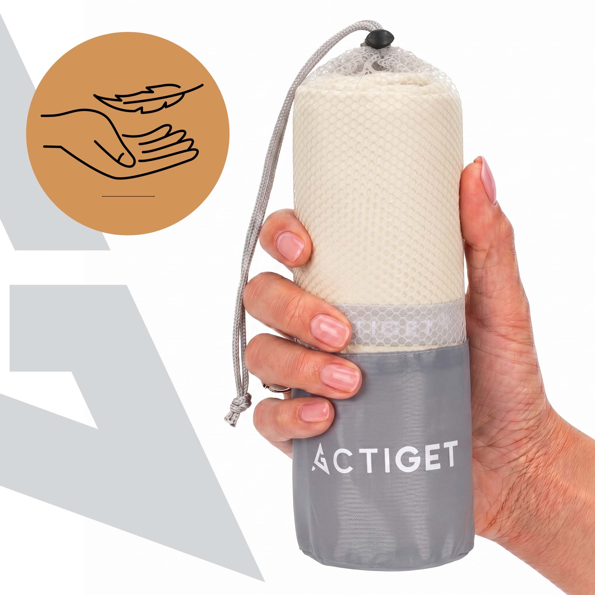 Рушник спортивний Actiget 180 x 100 см з мікрофібри ACT0200 Biege