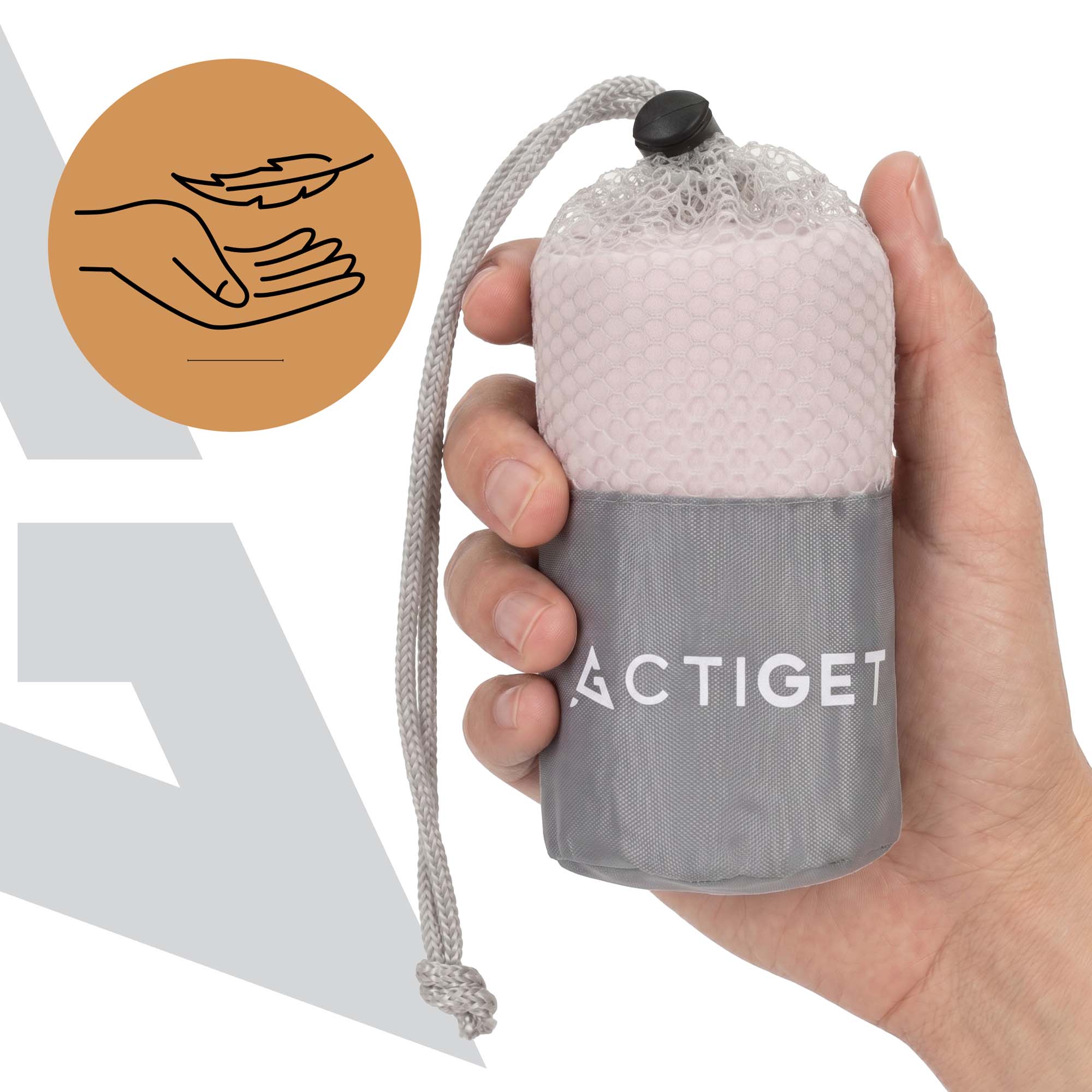 Рушник спортивний Actiget 80 x 40 см з мікрофібри ACT0184 Light Pink