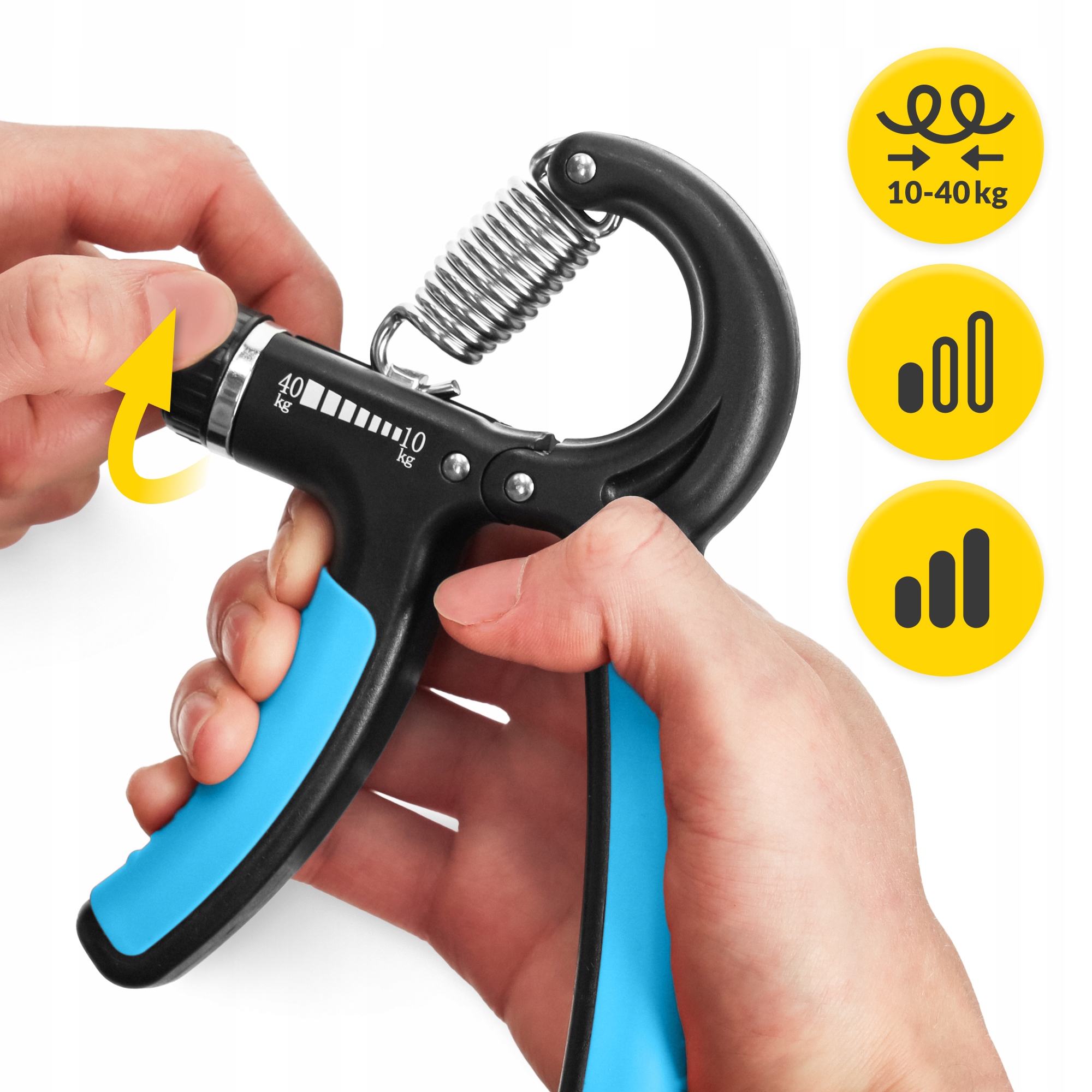 Еспандер кистьовий 4FIZJO 10-40 кг з регульованим навантаженням Black/Blue (P-5907739313331) — мініатюра 7