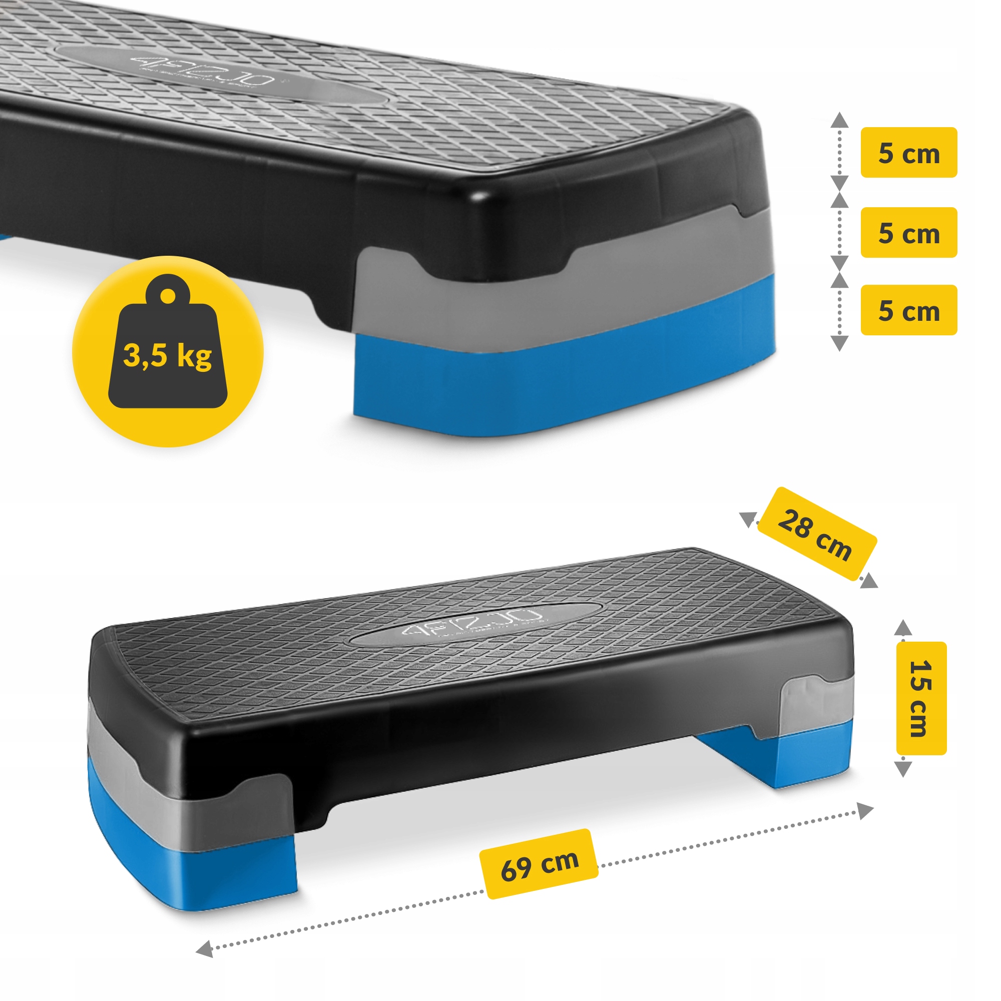 Степ-платформа 2-ступінчаста 4FIZJO 69 х 28 х 10-15 см Black/Blue (P-5907222931370) — мініатюра 8