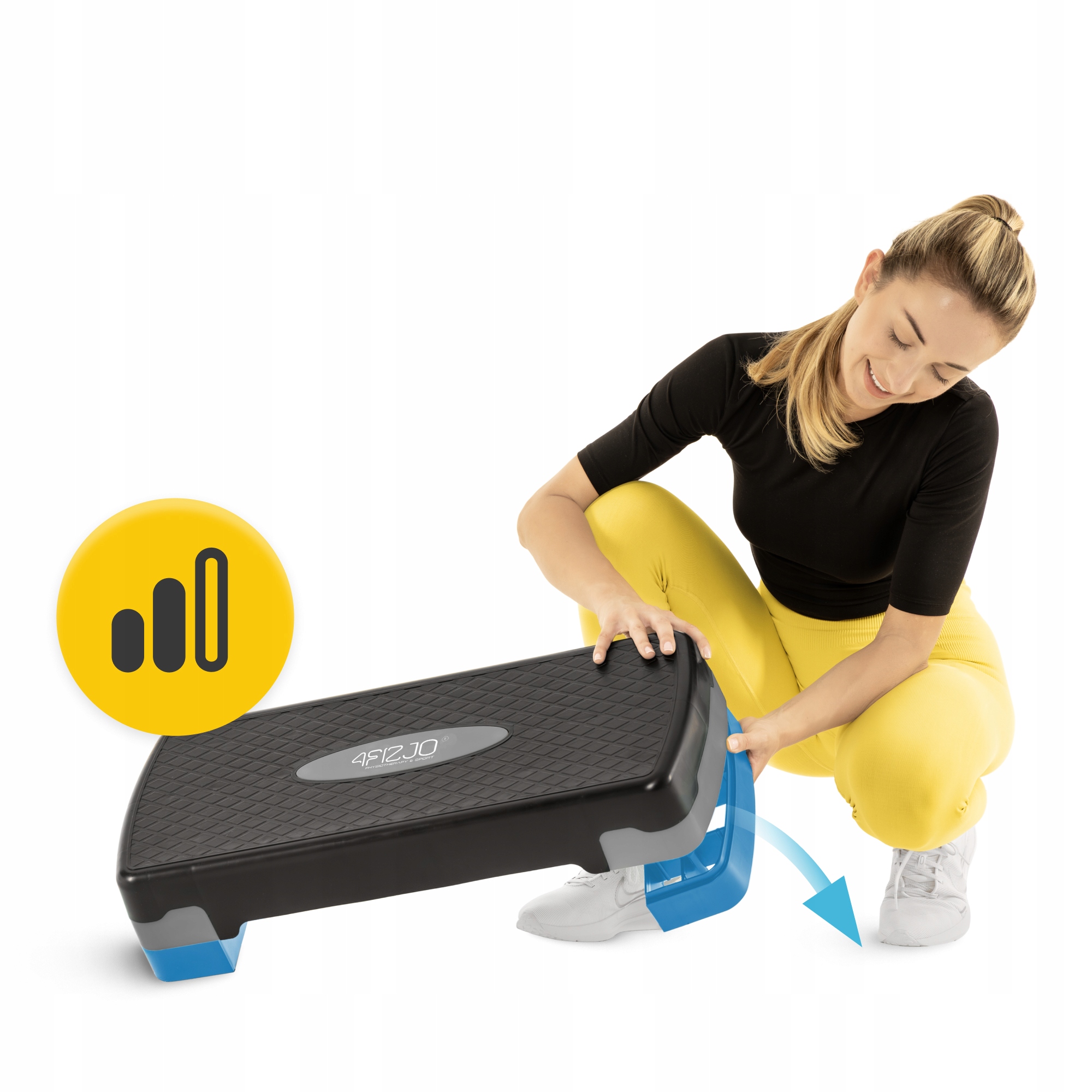 Степ-платформа 2-ступінчаста 4FIZJO 69 х 28 х 10-15 см Black/Blue (P-5907222931370) — фото 3