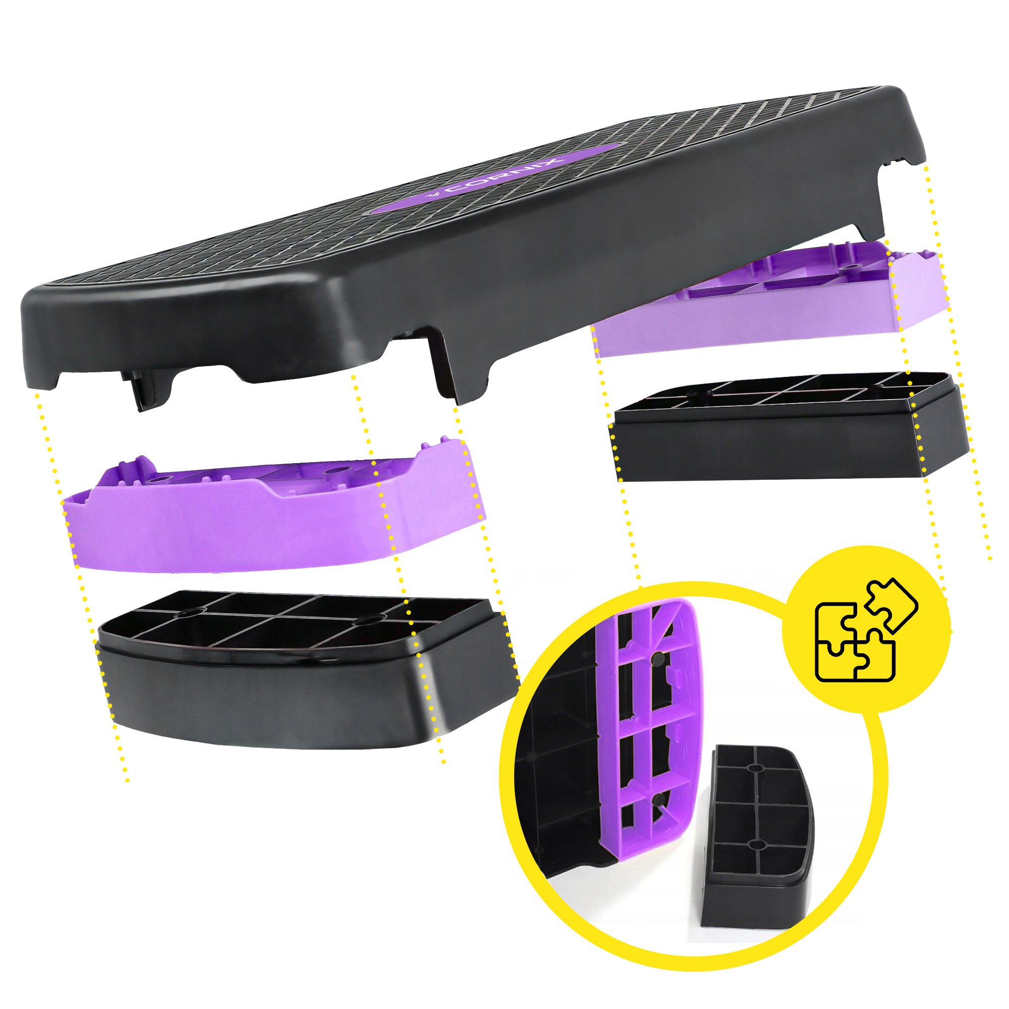 Степ-платформа 2-ступінчаста Cornix 68 х 28 х 10-15 см XR-0188 Black/Purple — мініатюра 6