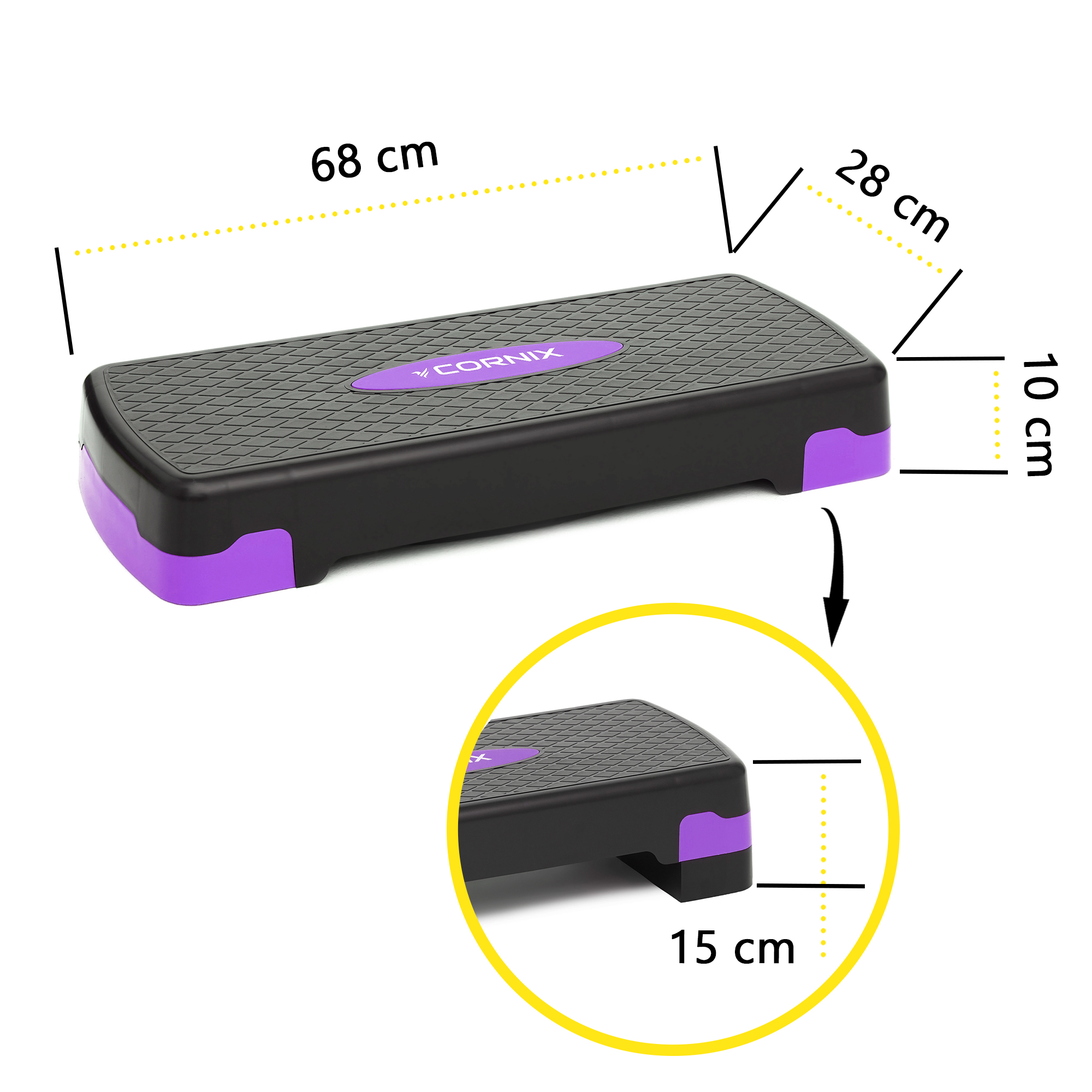 Степ-платформа 2-ступінчаста Cornix 68 х 28 х 10-15 см XR-0188 Black/Purple — фото 2