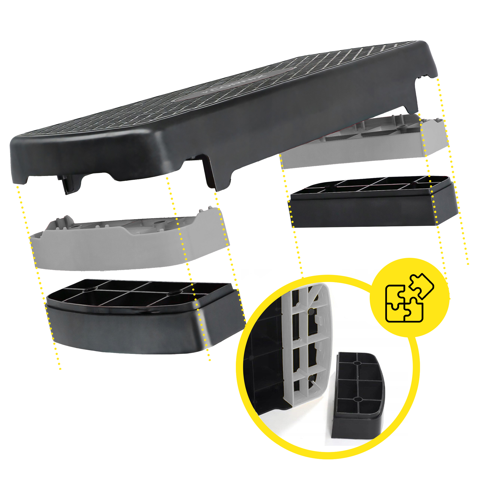 Степ-платформа 2-ступінчаста Cornix 68 х 28 х 10-15 см XR-0189 Black/Grey — мініатюра 8