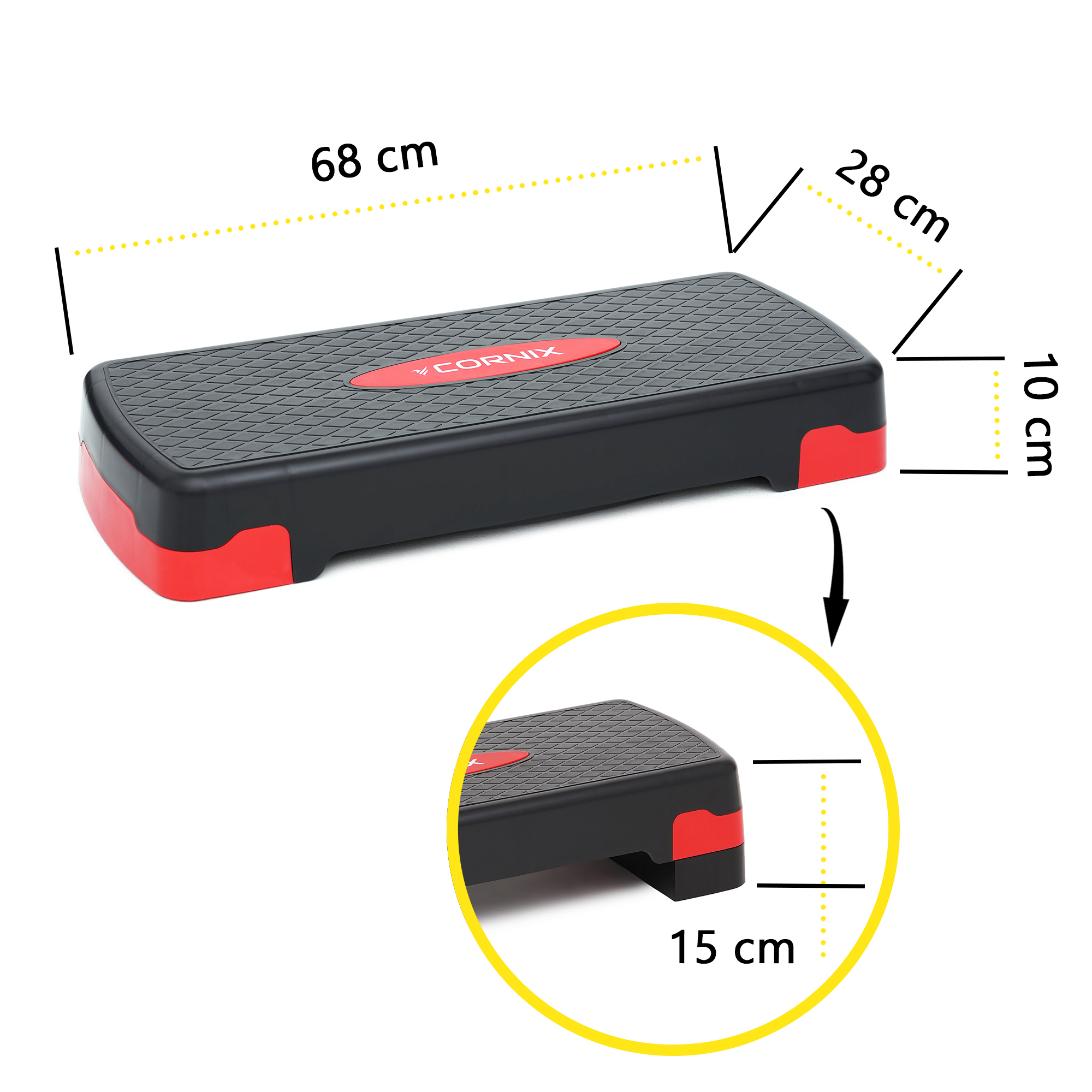 Степ-платформа 2-ступінчаста Cornix 68 х 28 х 10-15 см XR-0190 Black/Red — фото 4