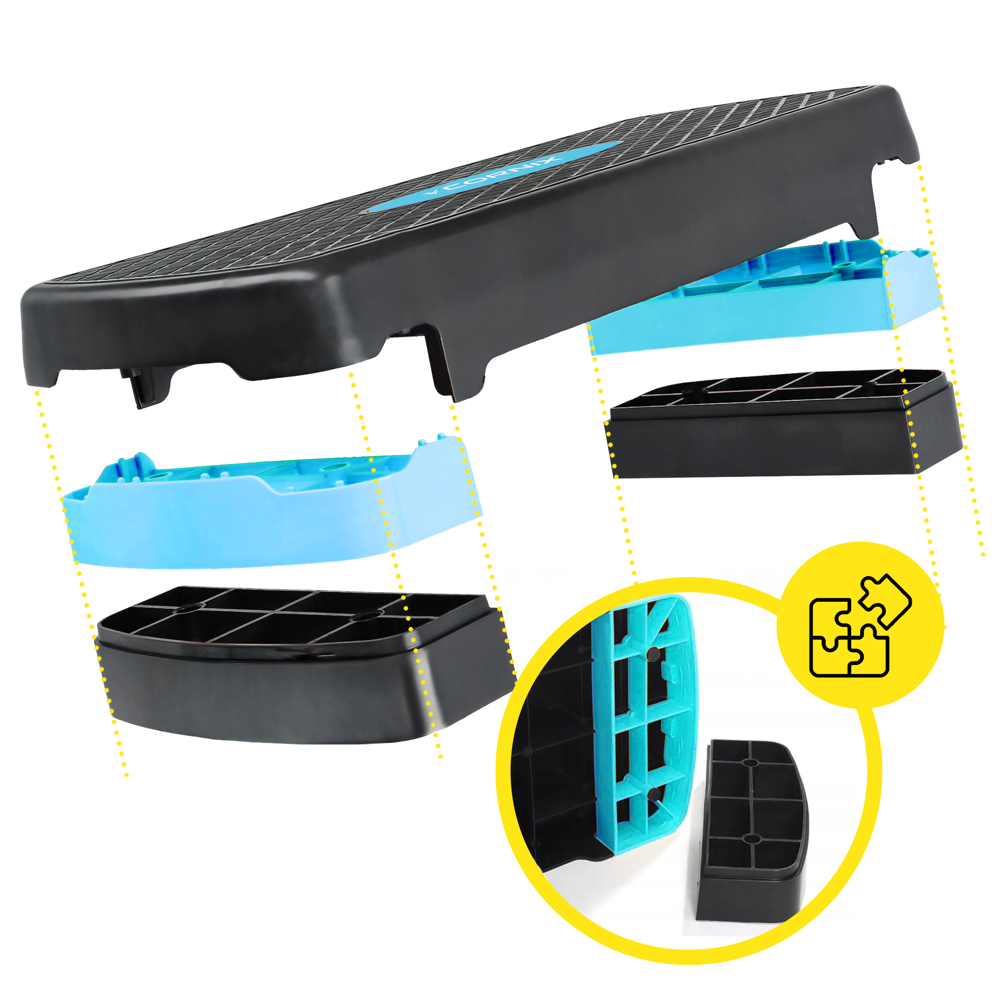 Степ-платформа 2-ступінчаста Cornix 68 х 28 х 10-15 см XR-0191 Black/Blue — мініатюра 8