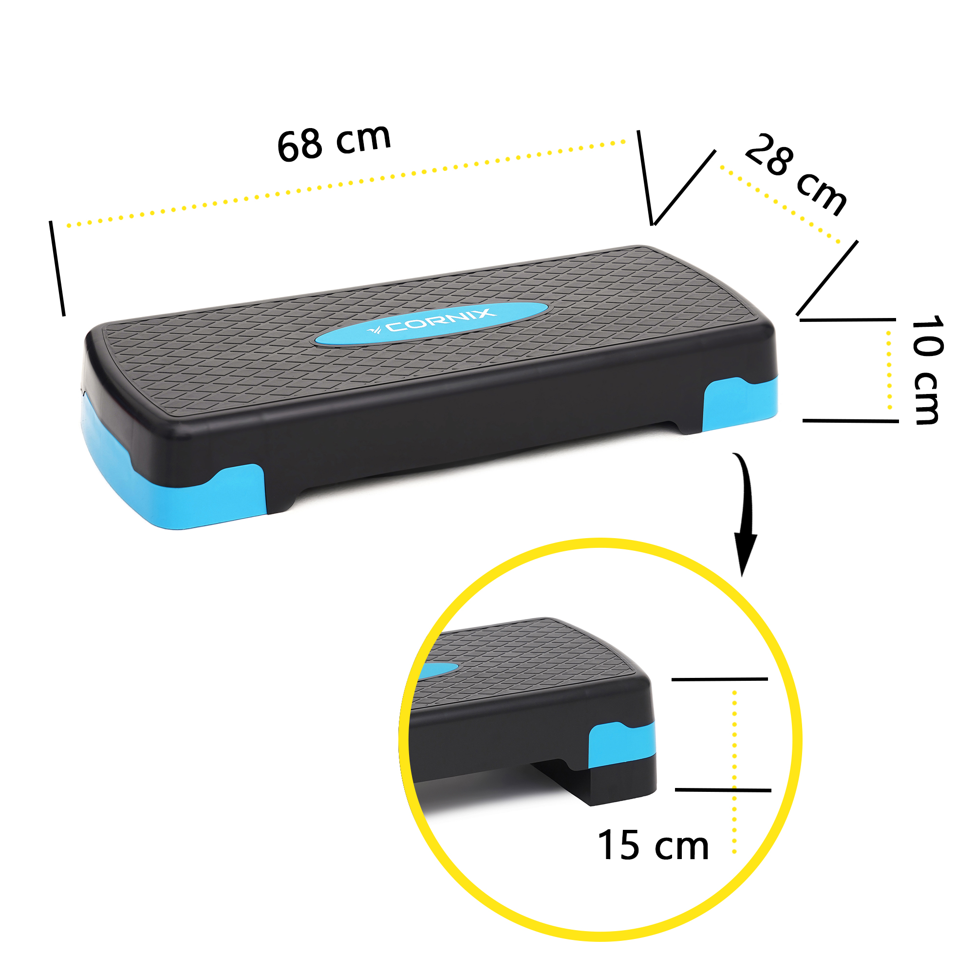 Степ-платформа 2-ступінчаста Cornix 68 х 28 х 10-15 см XR-0191 Black/Blue — мініатюра 9