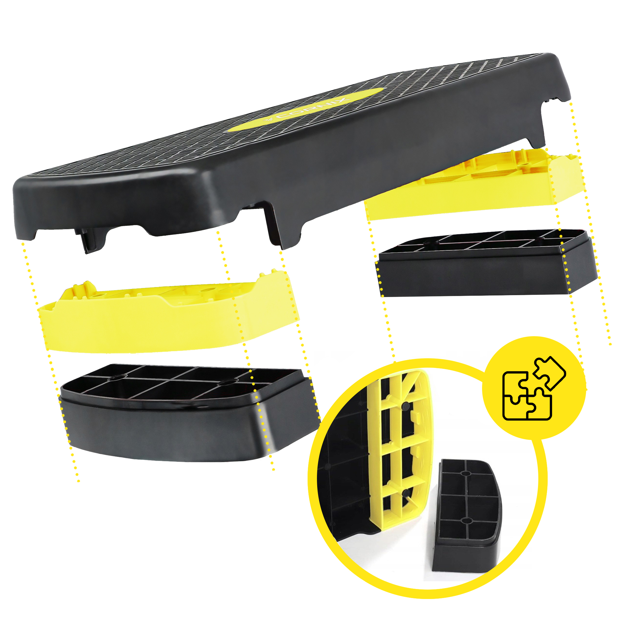 Степ-платформа 2-ступінчаста Cornix 68 х 28 х 10-15 см XR-0192 Black/Yellow — фото 4