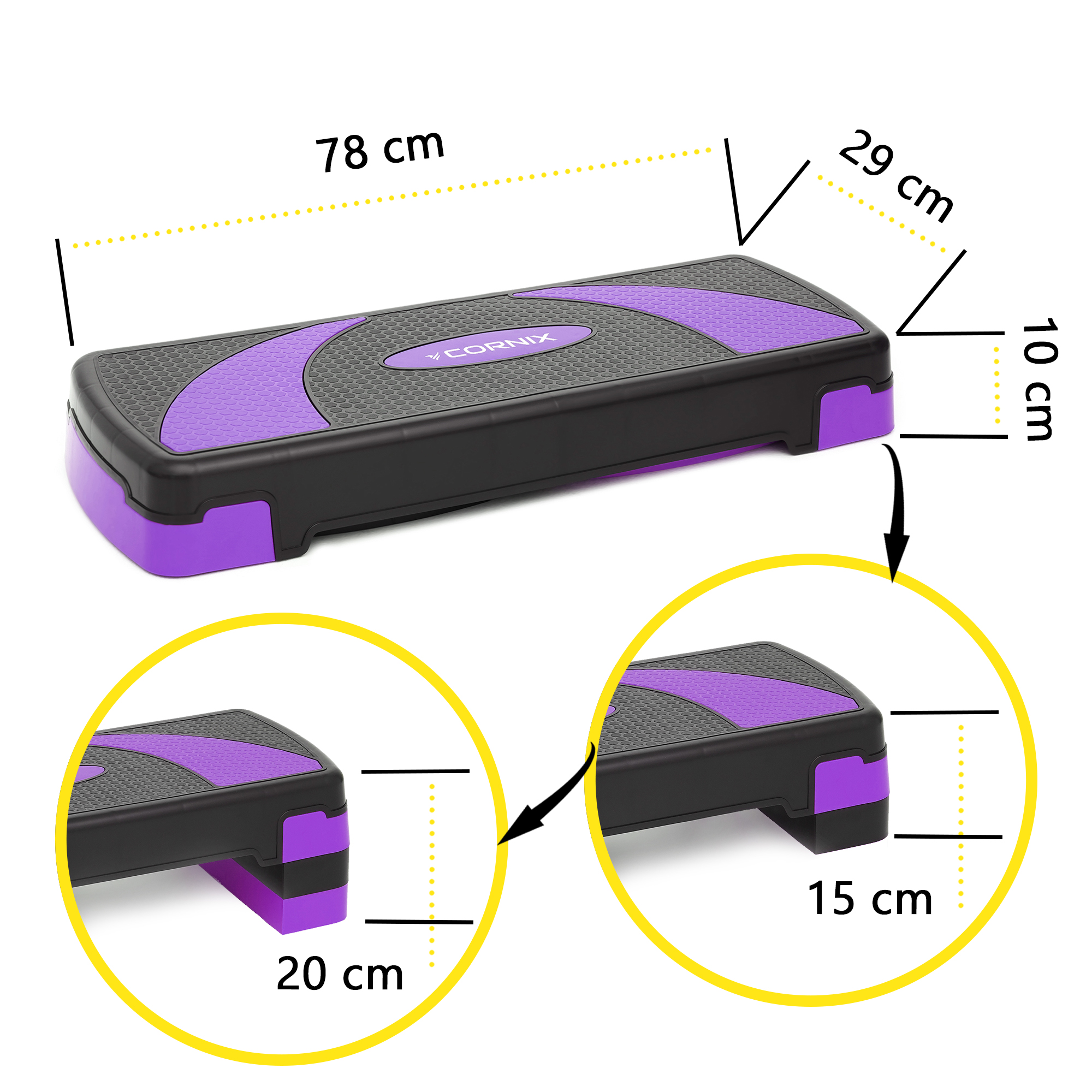 Степ-платформа 3-ступінчаста Cornix 78 х 29 х 10-20 см XR-0183 Black/Purple — фото 4