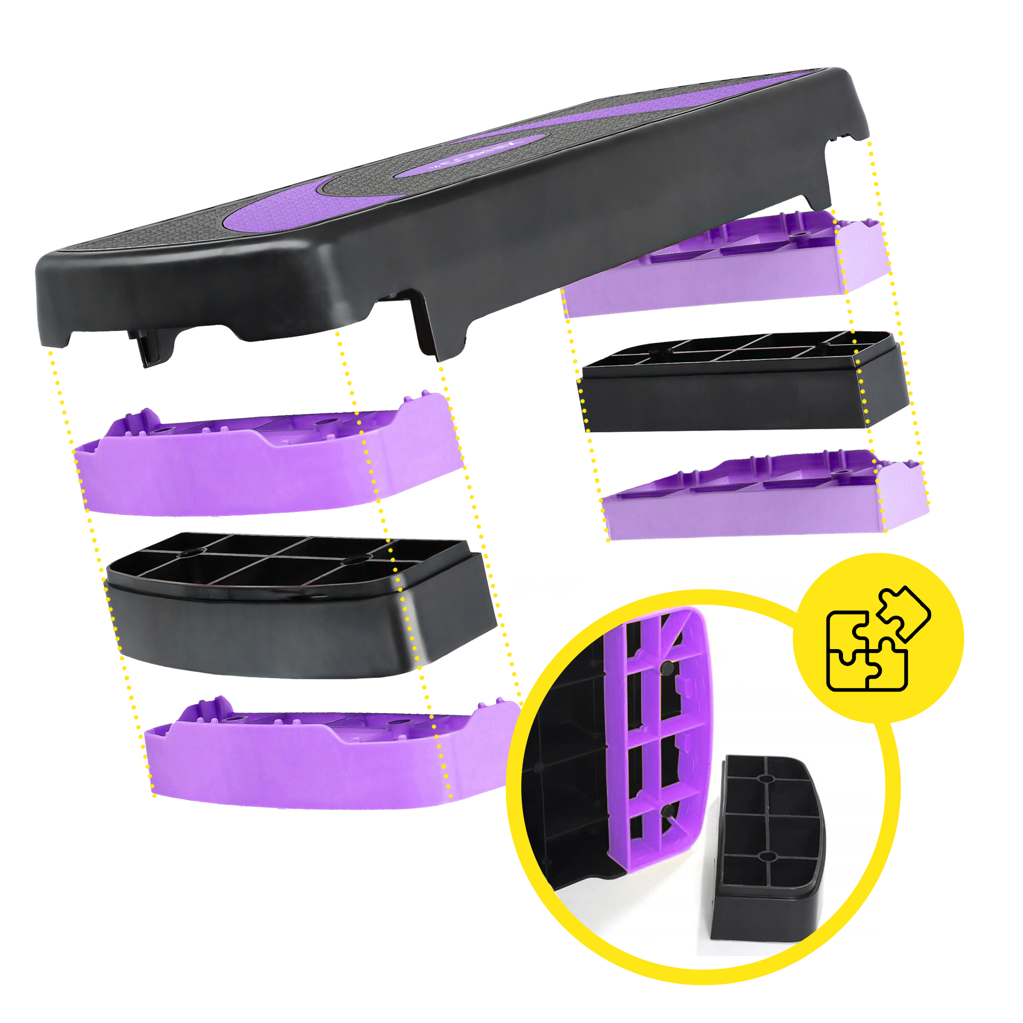 Степ-платформа 3-ступінчаста Cornix 78 х 29 х 10-20 см XR-0183 Black/Purple — мініатюра 8