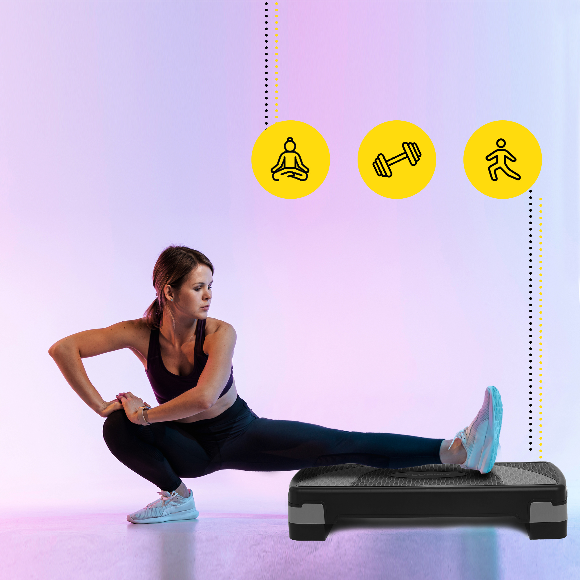 Степ-платформа 3-ступінчаста Cornix 78 х 29 х 10-20 см XR-0184 Black/Grey — мініатюра 7