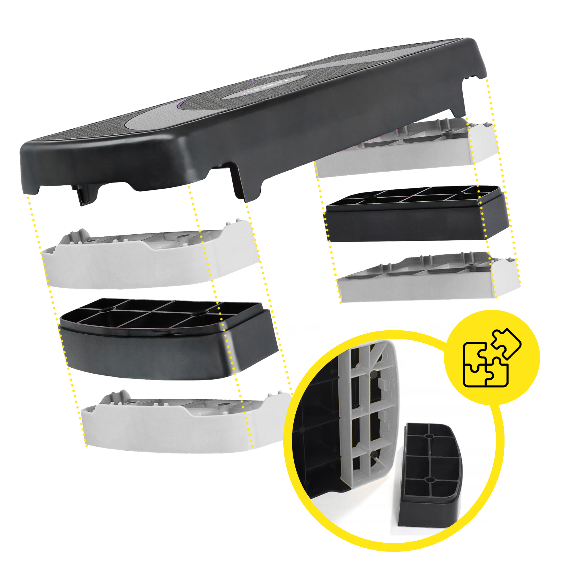Степ-платформа 3-ступінчаста Cornix 78 х 29 х 10-20 см XR-0184 Black/Grey — фото 4