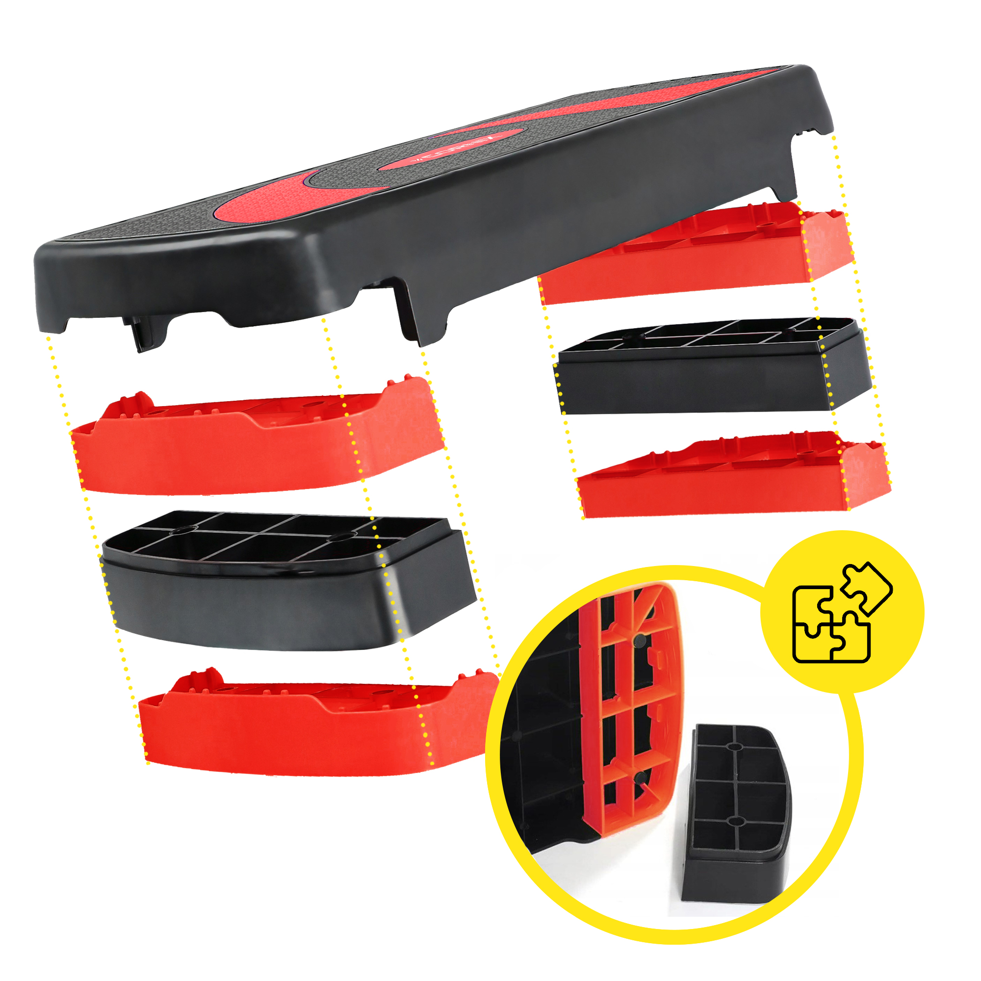 Степ-платформа 3-ступінчаста Cornix 78 х 29 х 10-20 см XR-0185 Black/Red — мініатюра 8