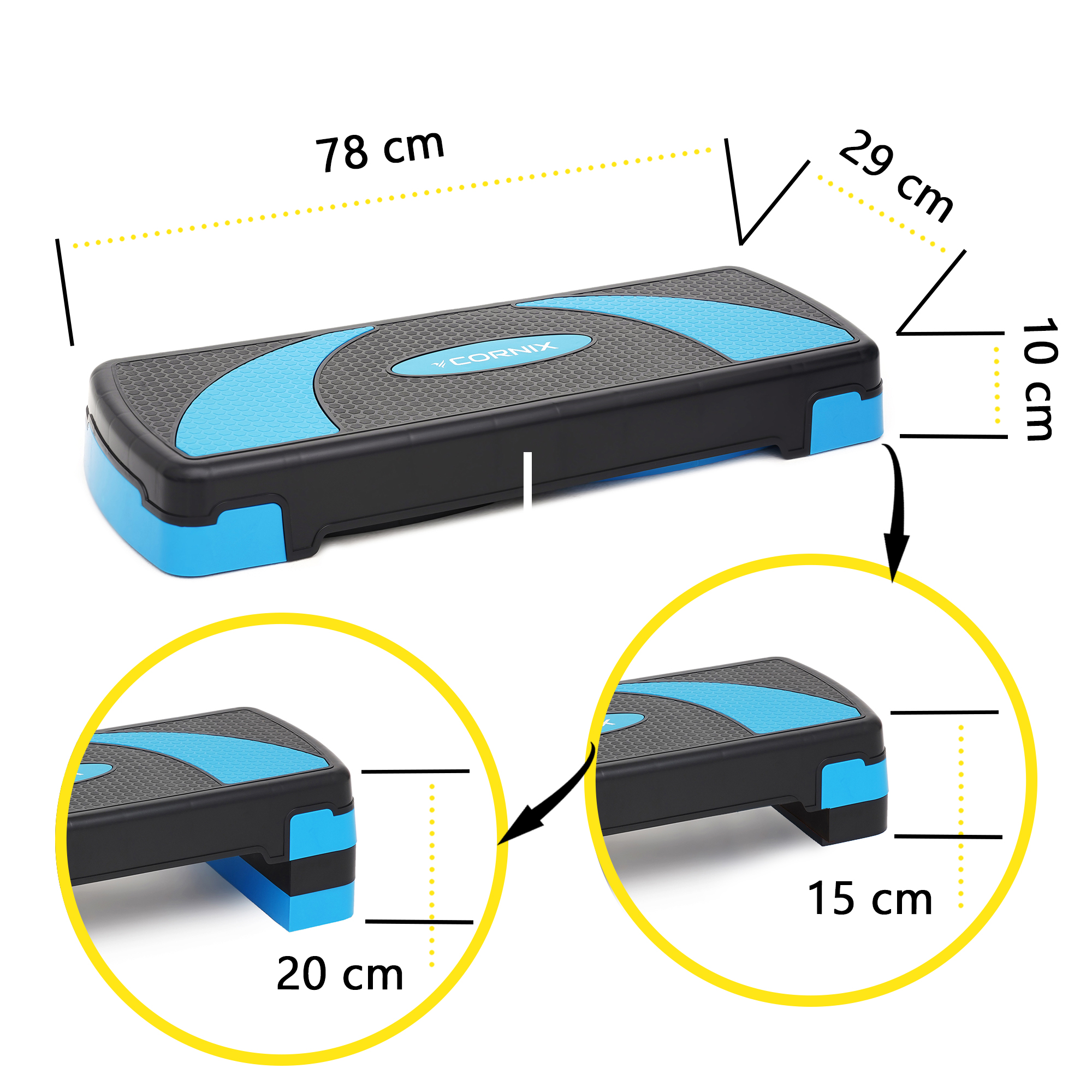 Степ-платформа 3-ступінчаста Cornix 78 х 29 х 10-20 см XR-0186 Black/Blue — фото 2