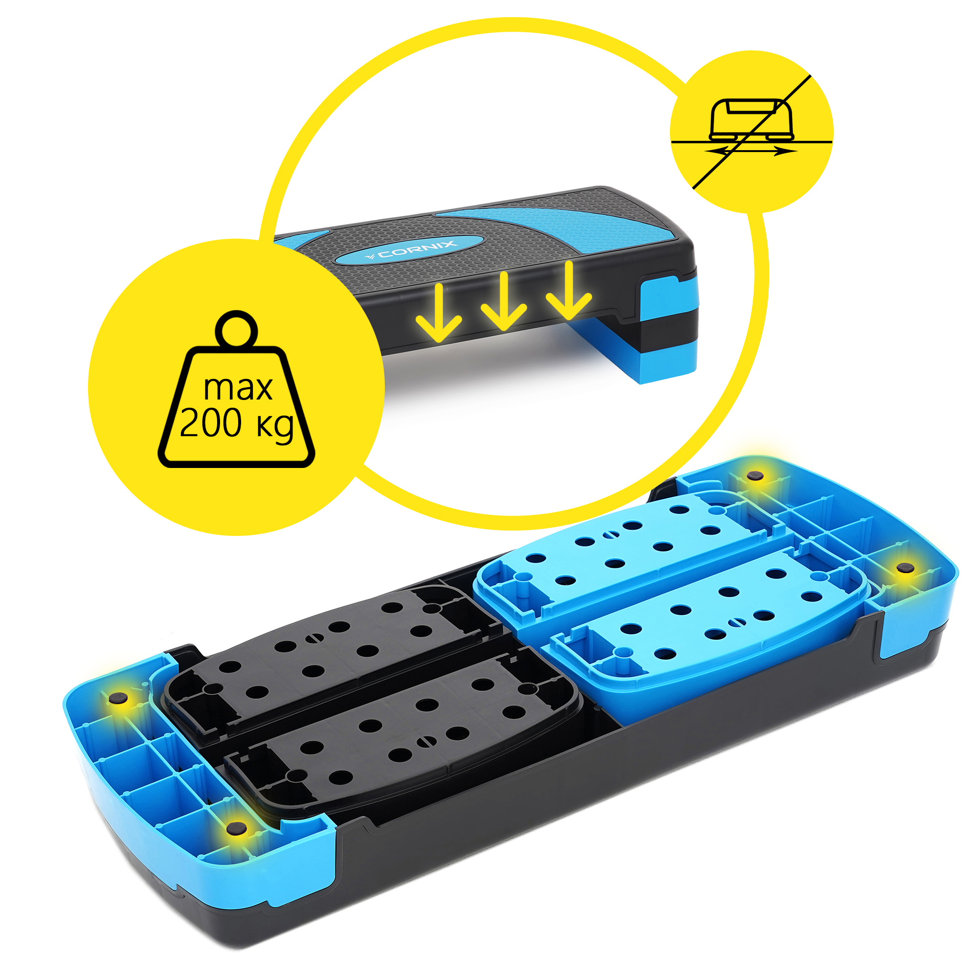 Степ-платформа 3-ступінчаста Cornix 78 х 29 х 10-20 см XR-0186 Black/Blue — фото 3