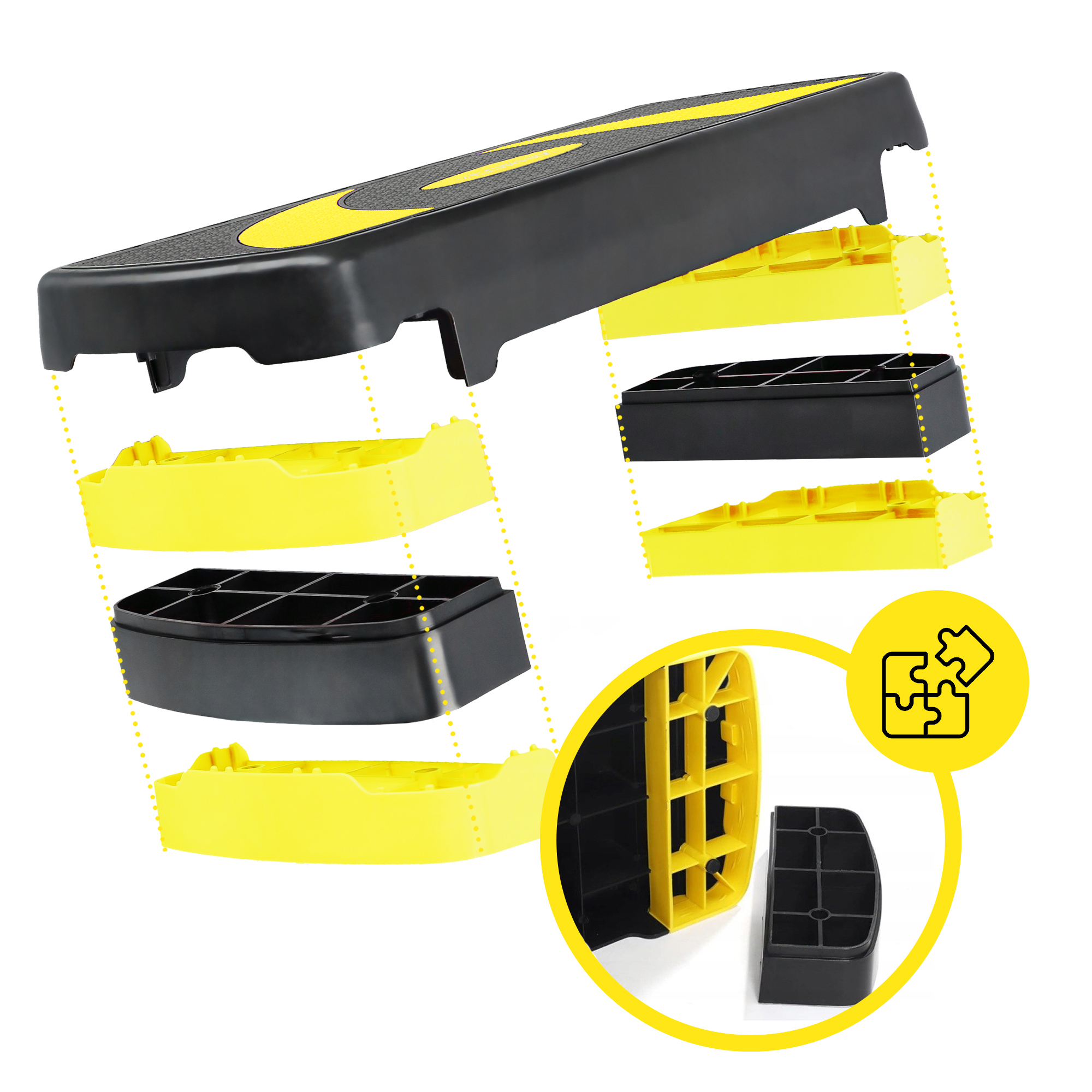 Степ-платформа 3-ступінчаста Cornix 78 х 29 х 10-20 см XR-0187 Black/Yellow — мініатюра 8