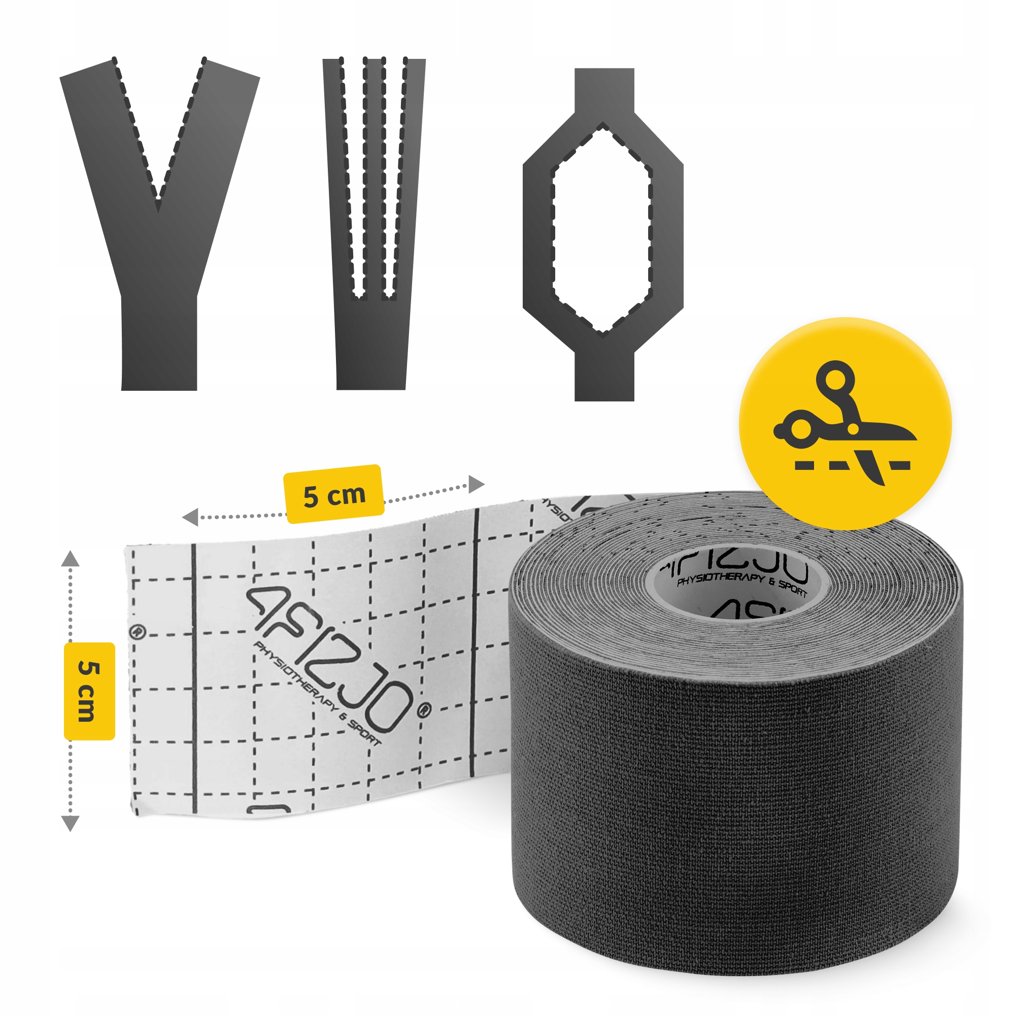 Стрічка кінезіологічна (кінезіо тейп) 4FIZJO 5 см x 5 м Black (P-5907739315977) — фото 5