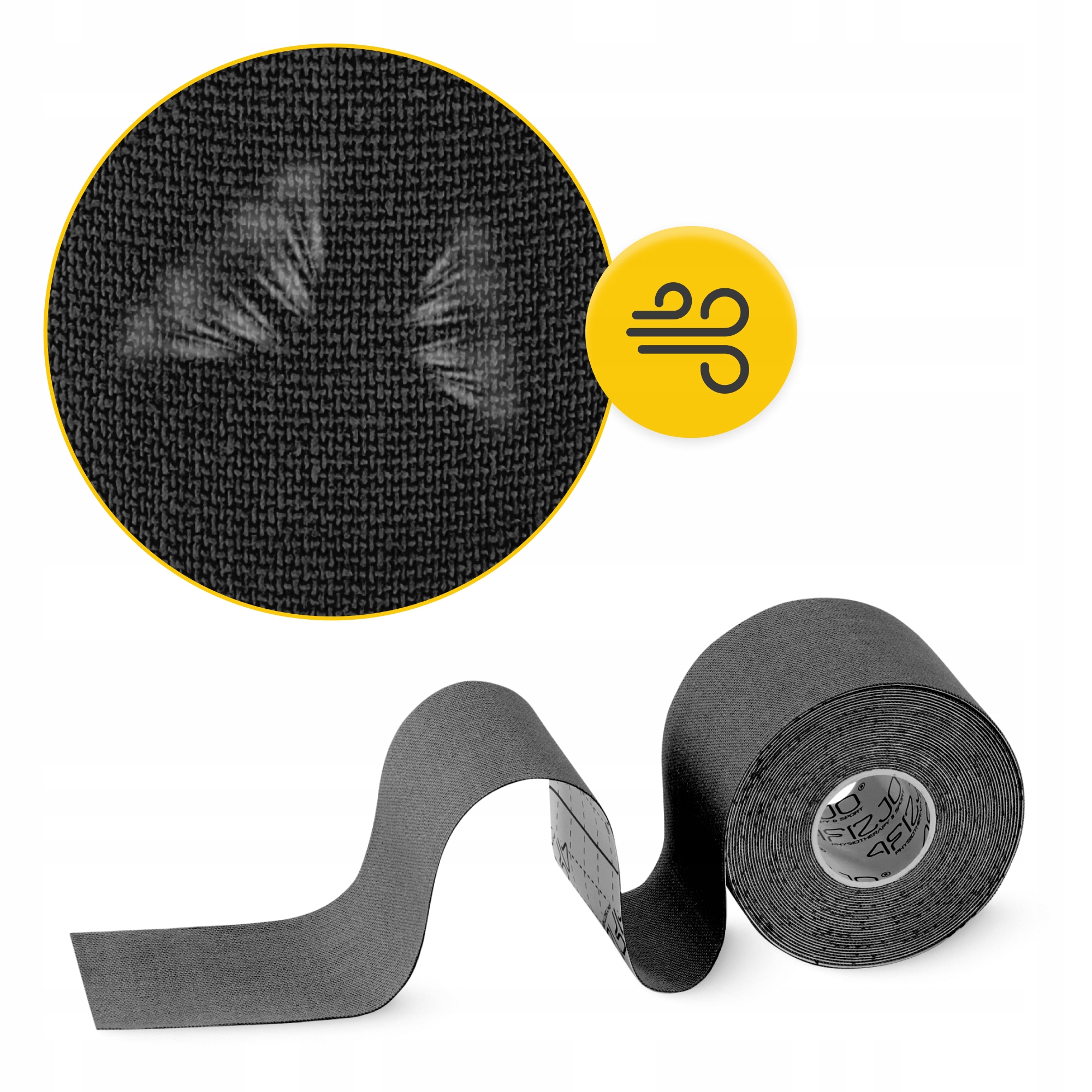 Стрічка кінезіологічна (кінезіо тейп) 4FIZJO 5 см x 5 м Black (P-5907739315977) — фото 2