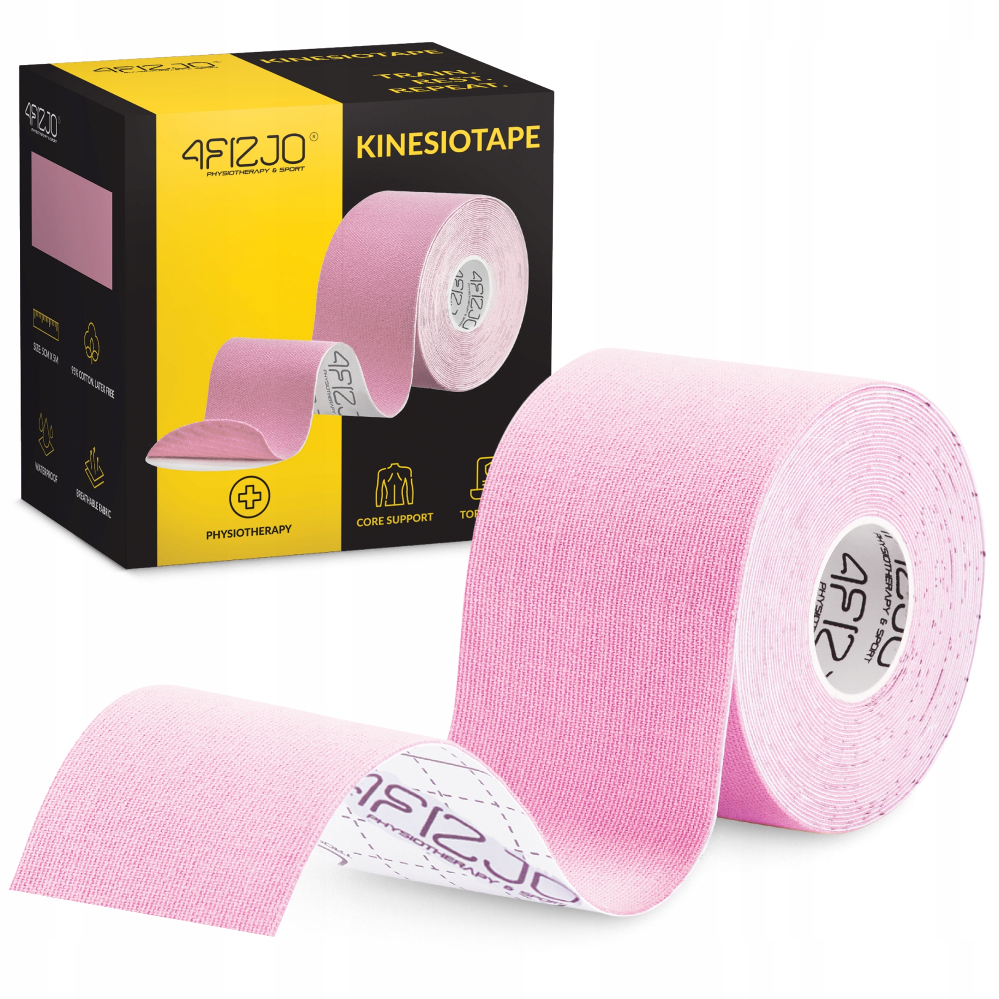 Стрічка кінезіологічна (кінезіо тейп) 4FIZJO 5 см x 5 м Light Pink (P-5907739316028) — фото 1
