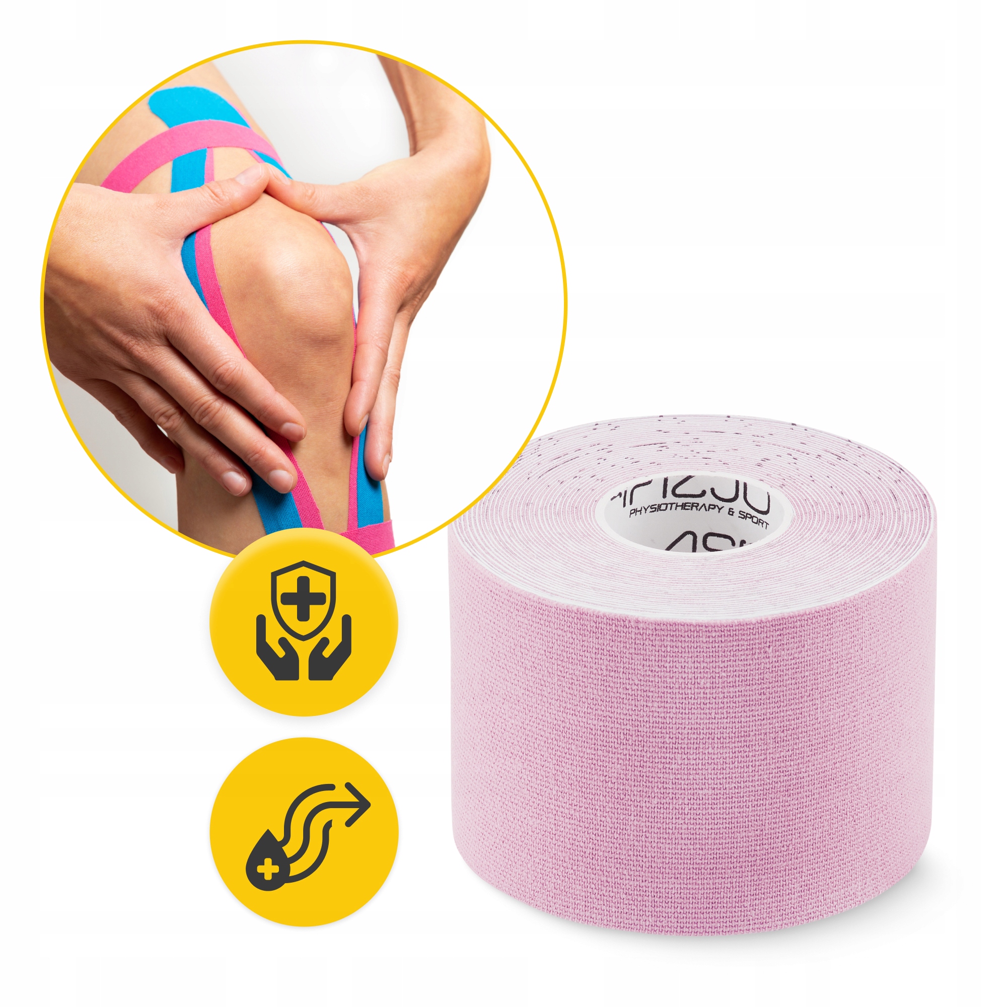 Стрічка кінезіологічна (кінезіо тейп) 4FIZJO 5 см x 5 м Light Pink (P-5907739316028) — фото 4