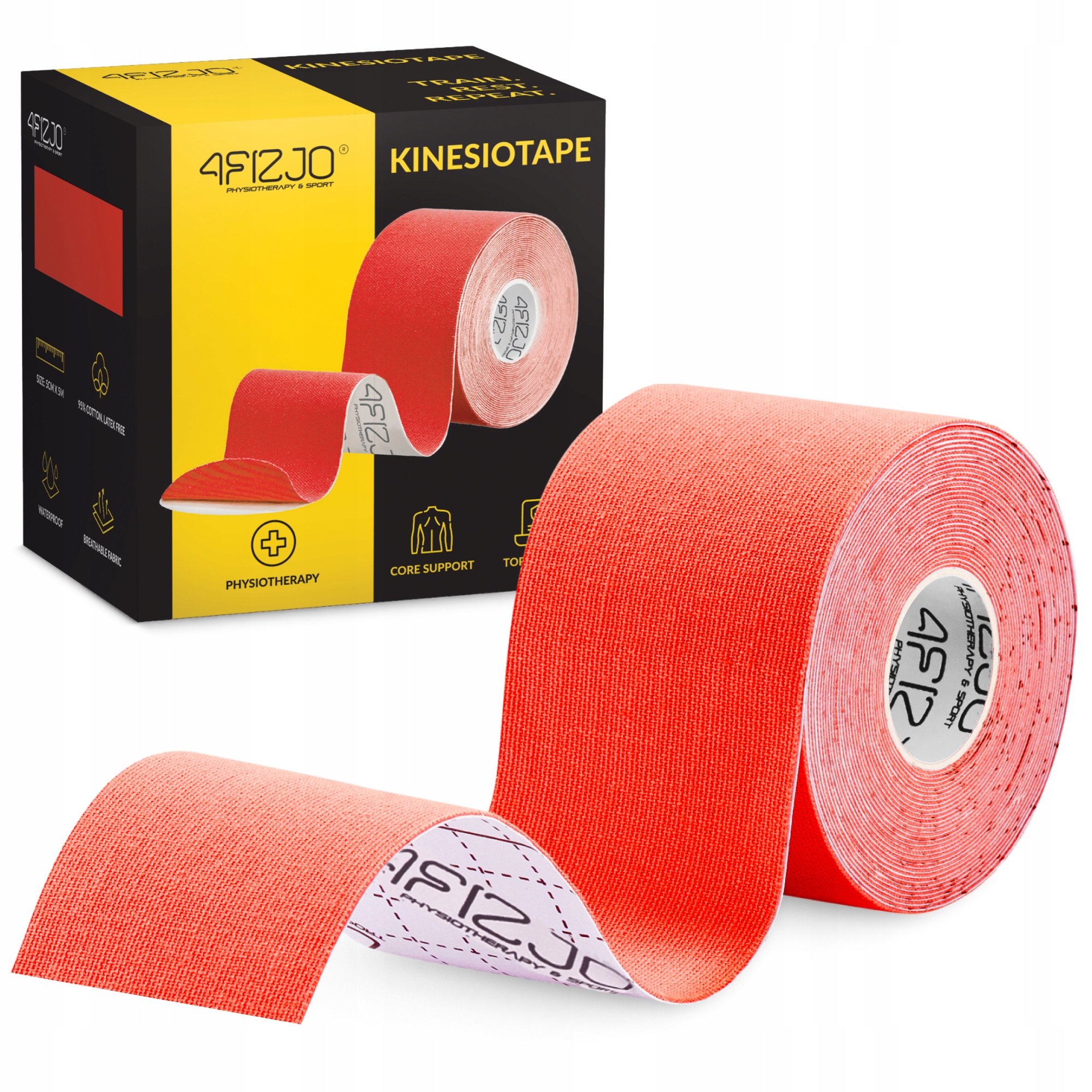 Стрічка кінезіологічна (кінезіо тейп) 4FIZJO 5 см x 5 м Red (P-5907739318800) — фото 1