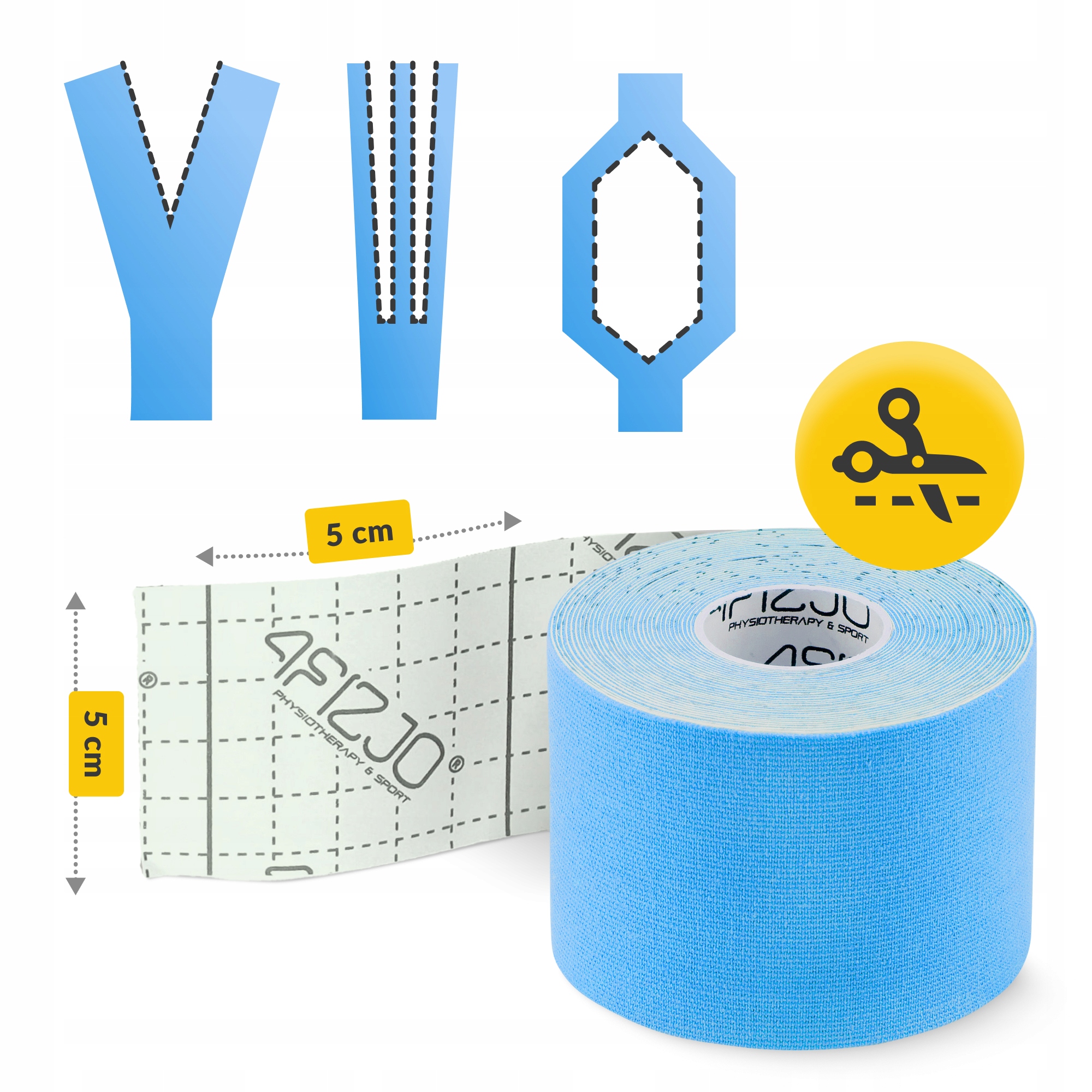 Стрічка кінезіологічна (кінезіо тейп) 4FIZJO 5 см x 5 м Sky Blue (P-5907739315991) — мініатюра 6