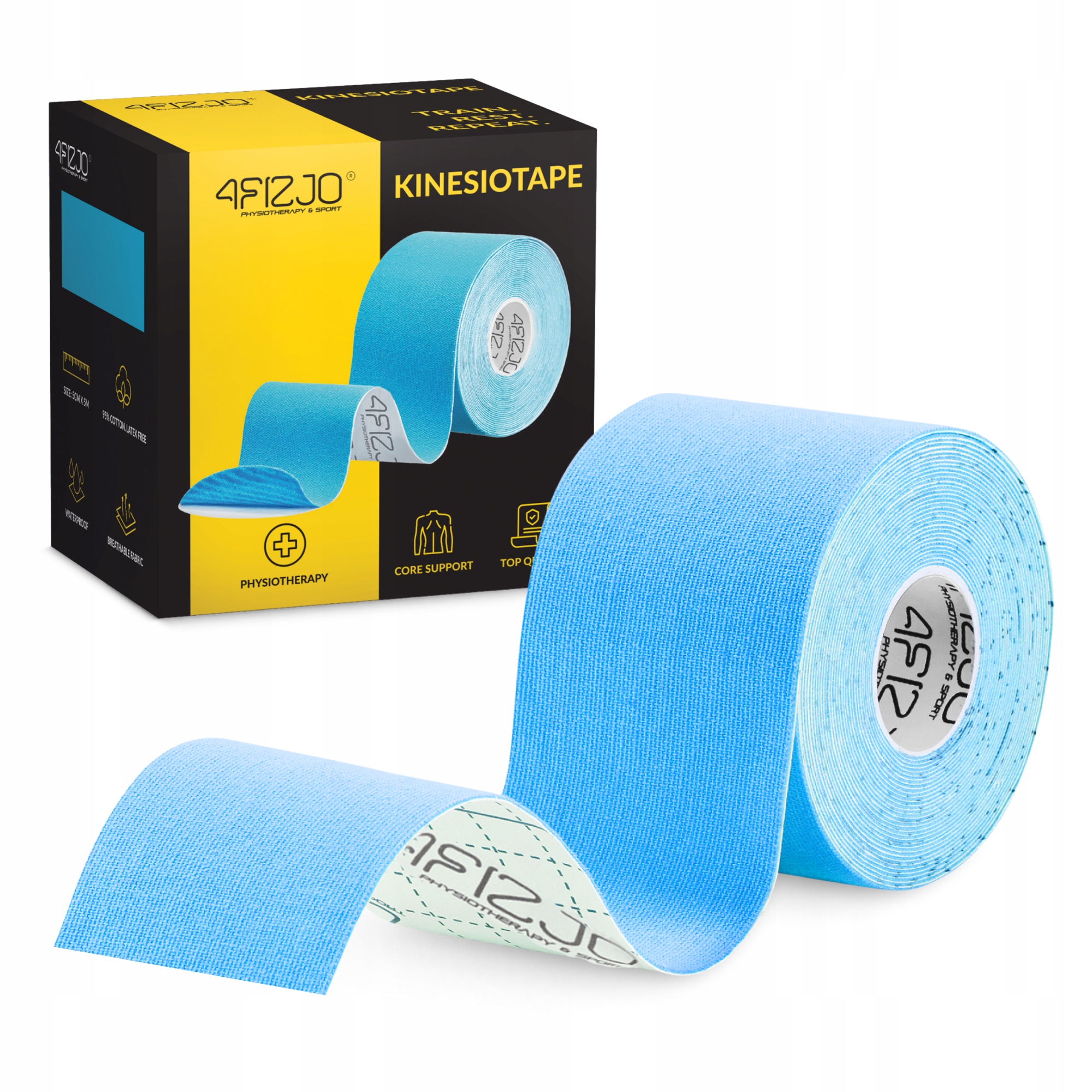 Стрічка кінезіологічна (кінезіо тейп) 4FIZJO 5 см x 5 м Sky Blue (P-5907739315991) — фото 1