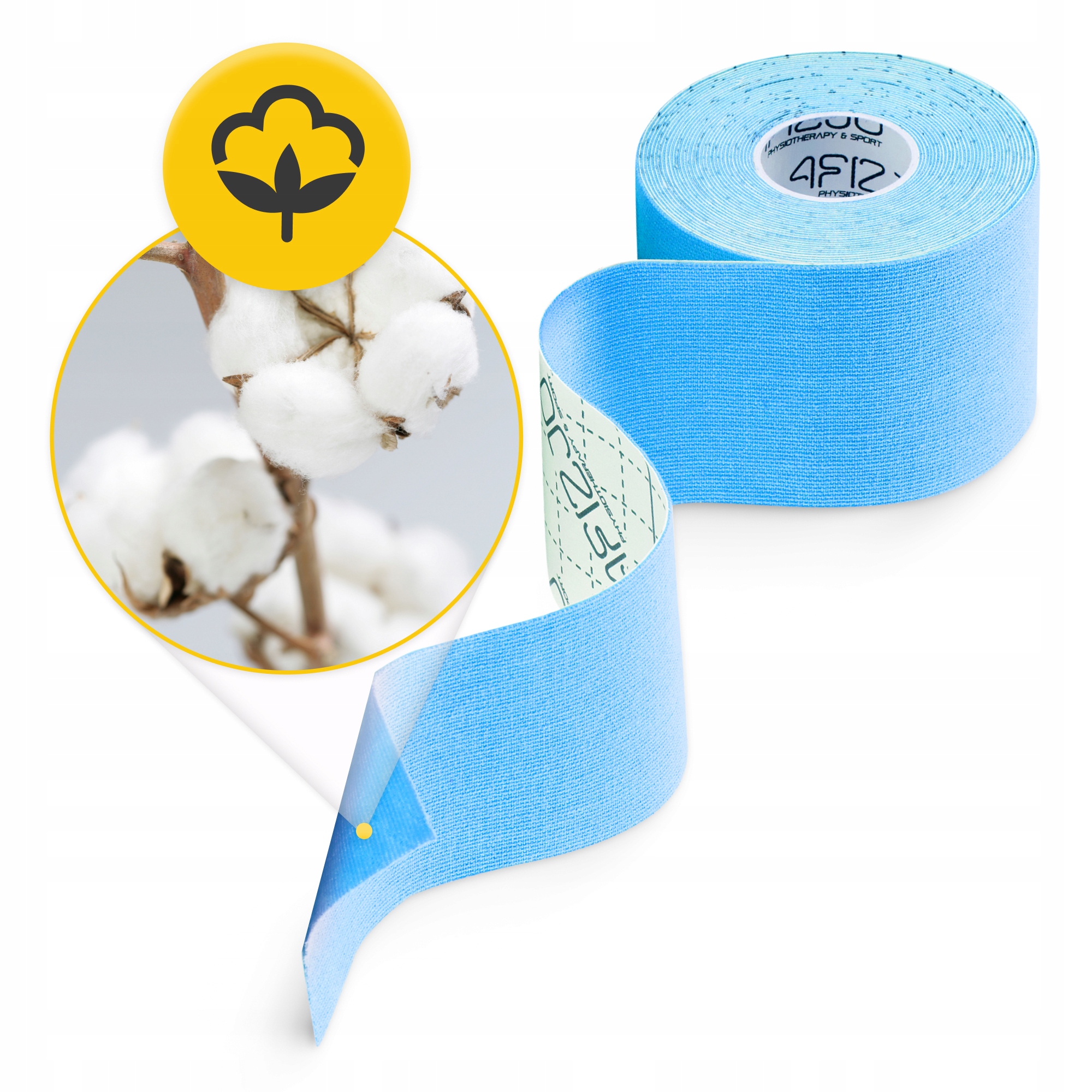 Стрічка кінезіологічна (кінезіо тейп) 4FIZJO 5 см x 5 м Sky Blue (P-5907739315991) — мініатюра 8