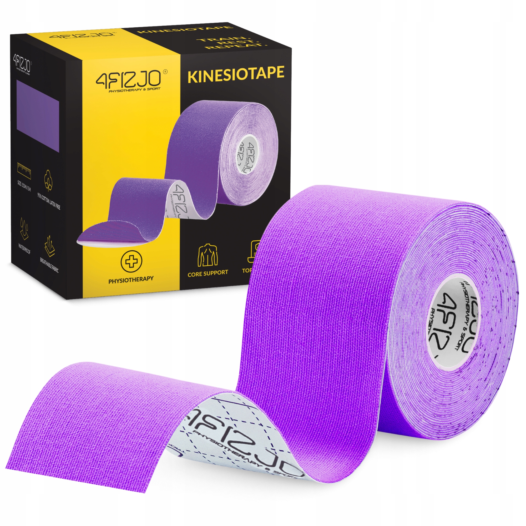 Стрічка кінезіологічна (кінезіо тейп) 4FIZJO 5 см x 5 м Violet (P-5907739318817) — фото 1