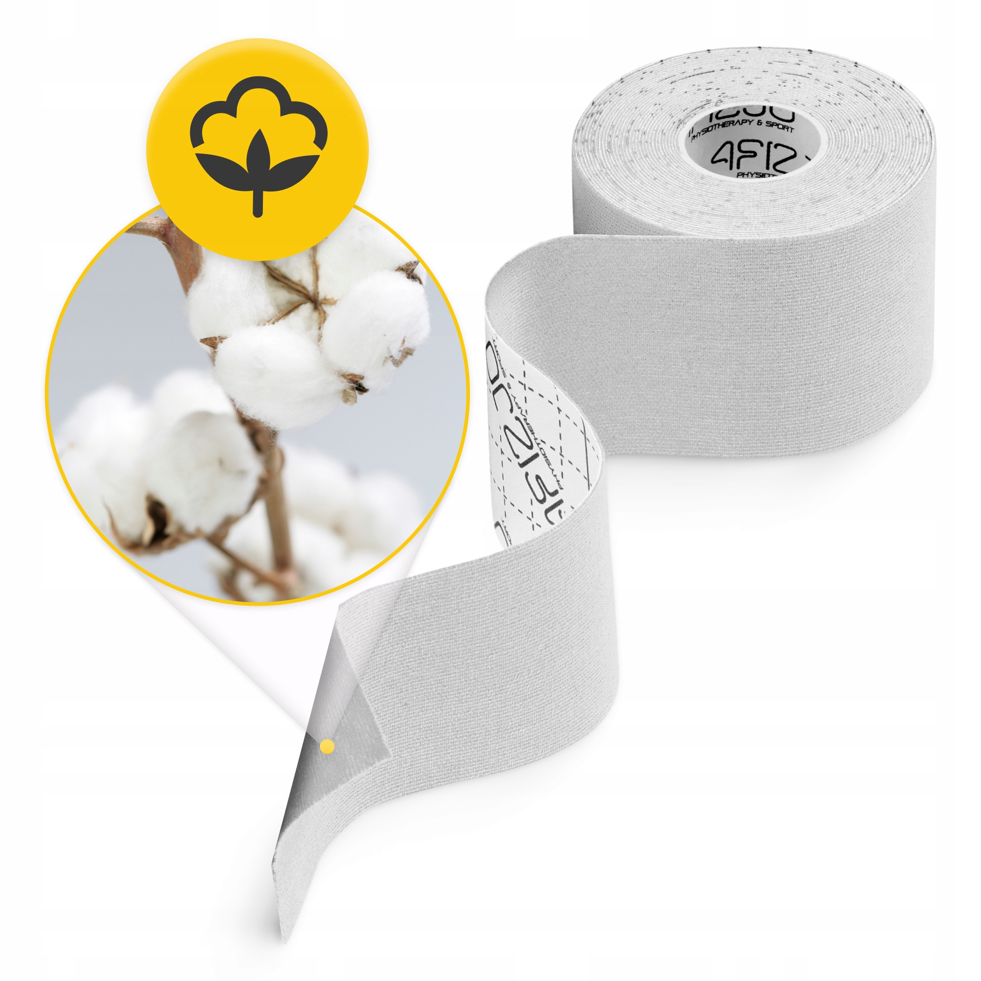 Стрічка кінезіологічна (кінезіо тейп) 4FIZJO 5 см x 5 м White (P-5907739318831) — фото 5