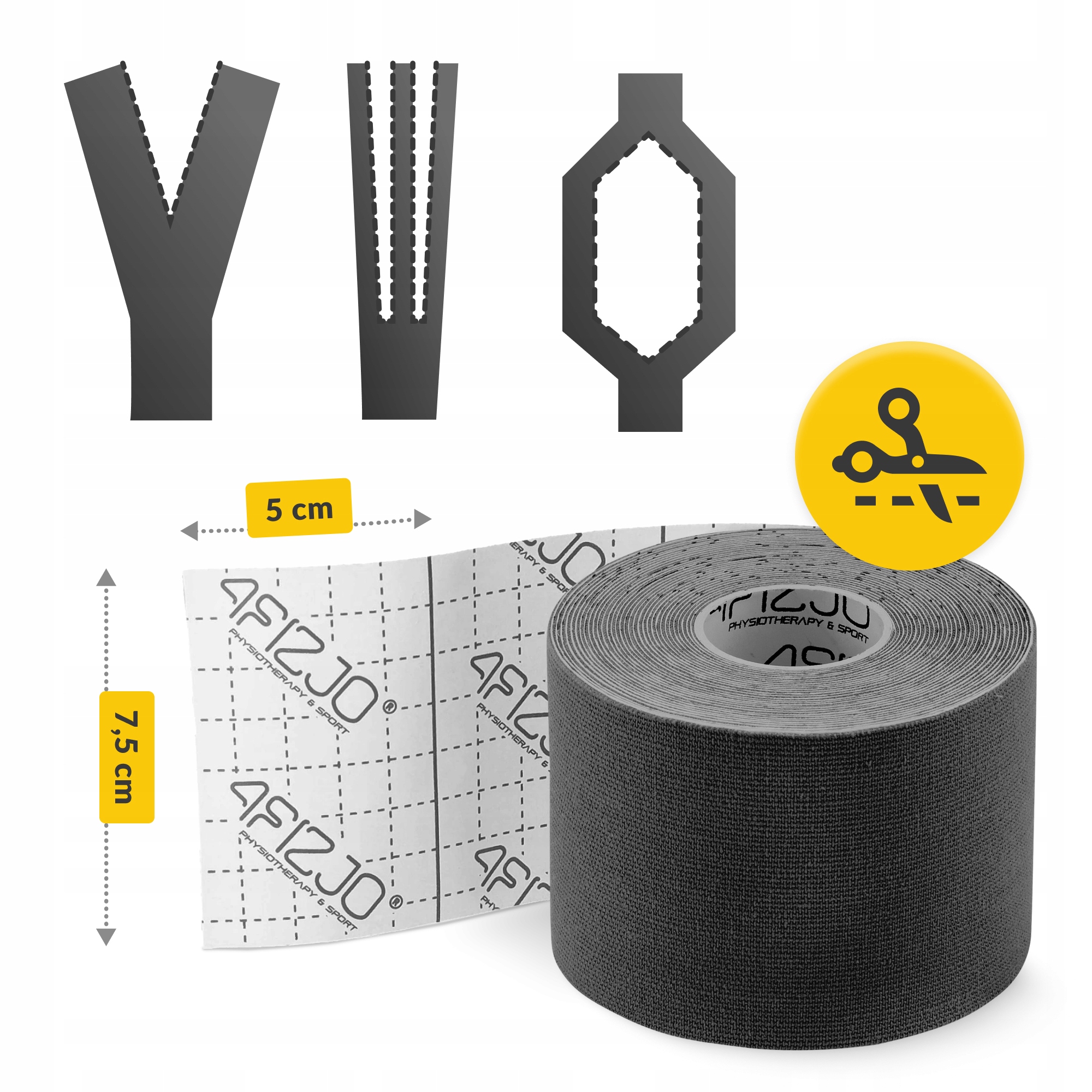 Стрічка кінезіологічна (кінезіо тейп) 4FIZJO 7.5 см x 5 м Black (P-5907739318886) — фото 3