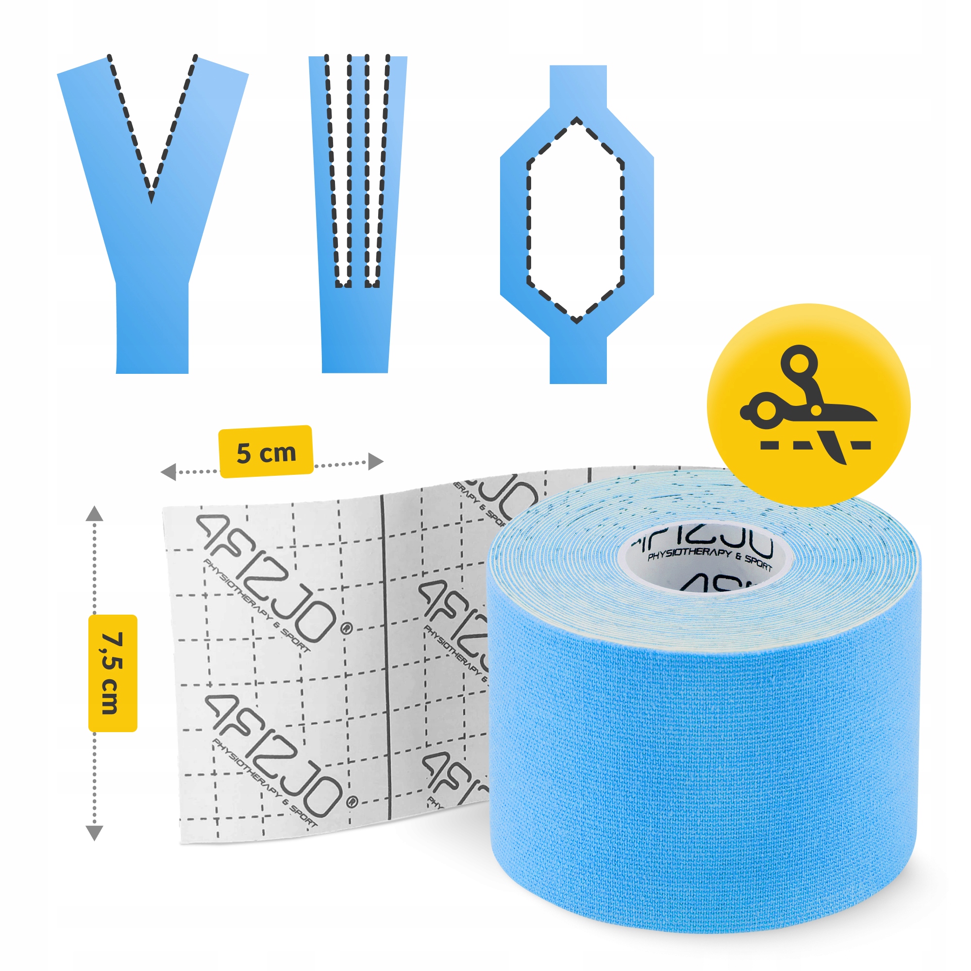 Стрічка кінезіологічна (кінезіо тейп) 4FIZJO 7.5 см x 5 м Sky Blue (P-5907739318909) — фото 4