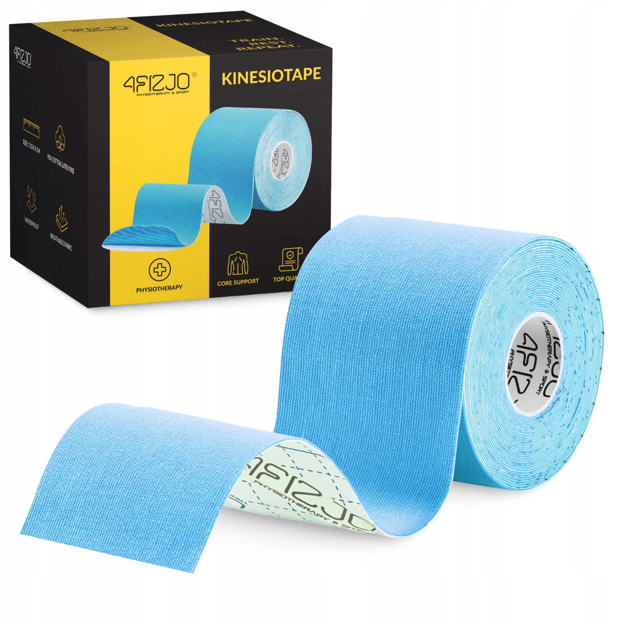 Стрічка кінезіологічна (кінезіо тейп) 4FIZJO 7.5 см x 5 м Sky Blue (P-5907739318909) — фото 1