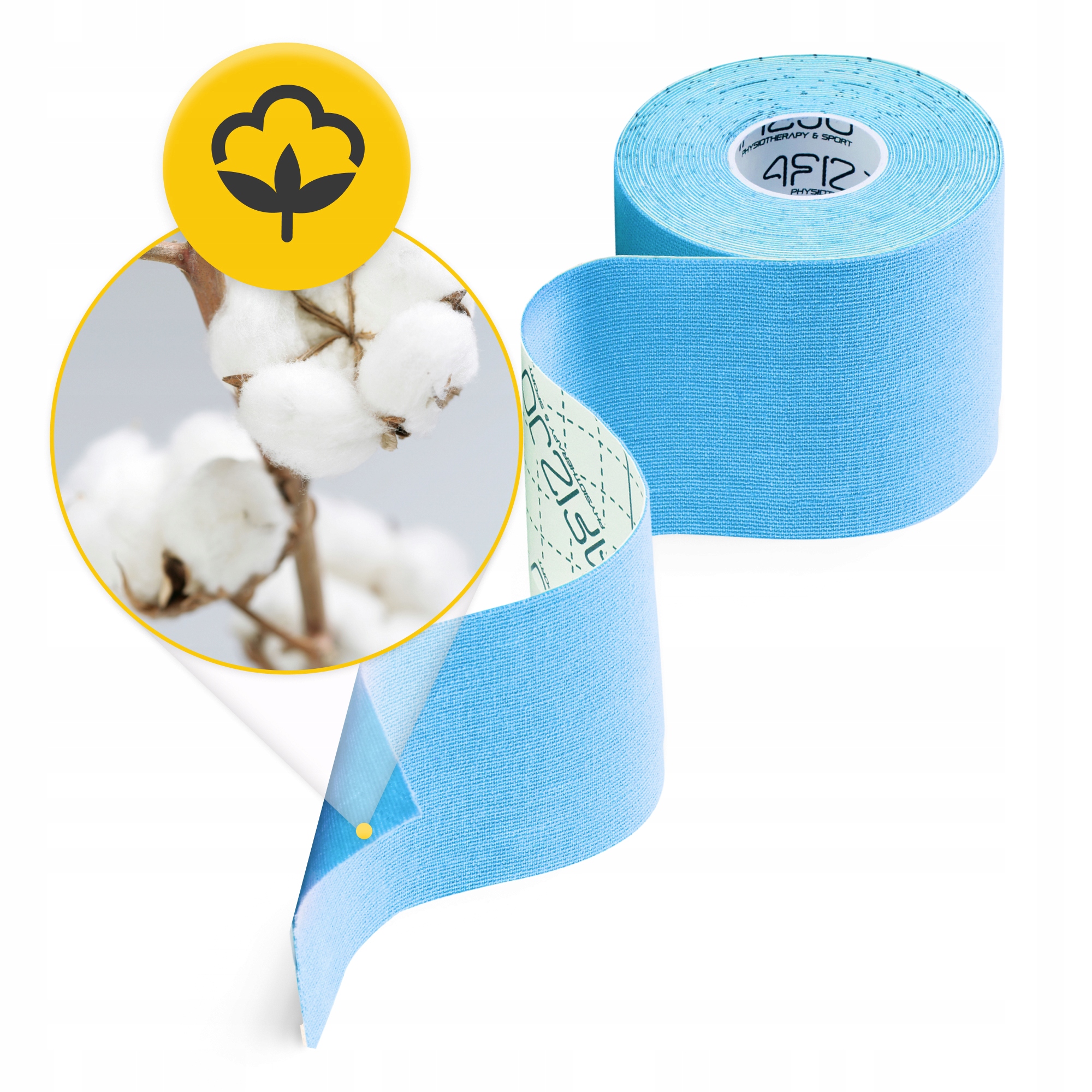 Стрічка кінезіологічна (кінезіо тейп) 4FIZJO 7.5 см x 5 м Sky Blue (P-5907739318909) — фото 5