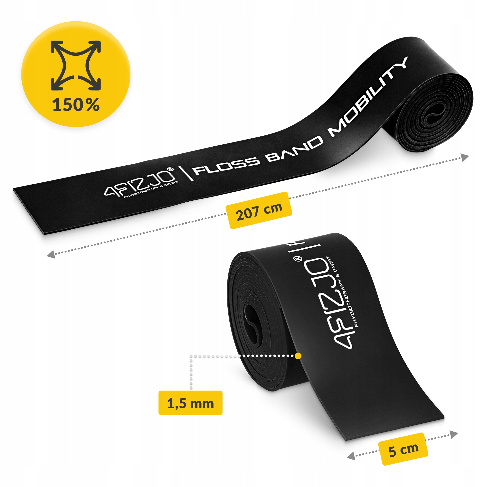 Стрічка компресійна для флосингу 4FIZJO Floss Band 207 x 5 x 0.15 см Black (P-5907222931882) — фото 5